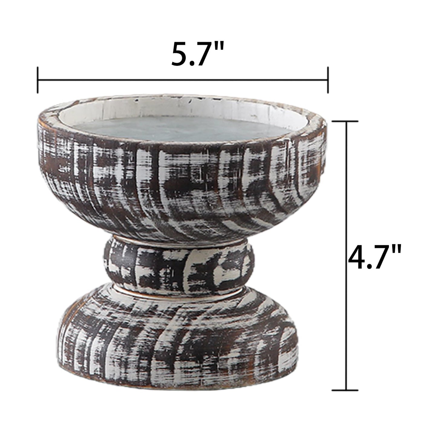 SOFE Wood Rustic Candle Holder, 5 Inches Tall Farmhouse Candle Pillar Holder, Distressed Small Plant Stand, Living Room, Dining Room, Centerpieces for Tables