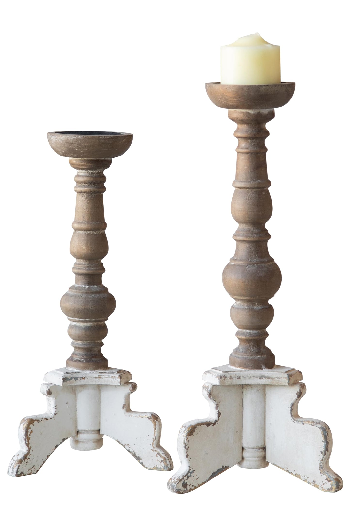Floor Candle Holders Tall Set of 2, Candle Holders for Pillar Candles, Wood Handcrafted Rustic Candle Holder, Large Decorative Candles for Wedding Home Party, Farmhouse Pillar Candle Stand