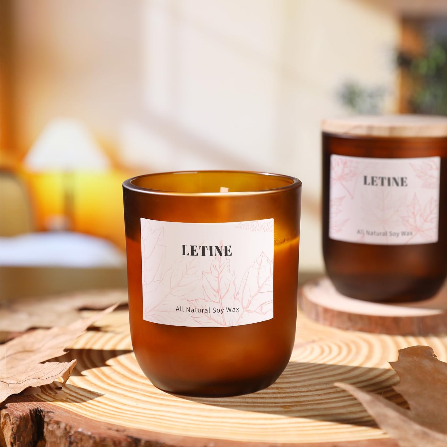 LETINE 12PCS Matte Amber Glass Candle Jars 8oz with Lids - Multi-Purpose Frosted Candle Containers for DIY Candle Making, Herb Storage, Sugar Scrubs, Perfect for Bridesmaids Gifts & Wedding Favor