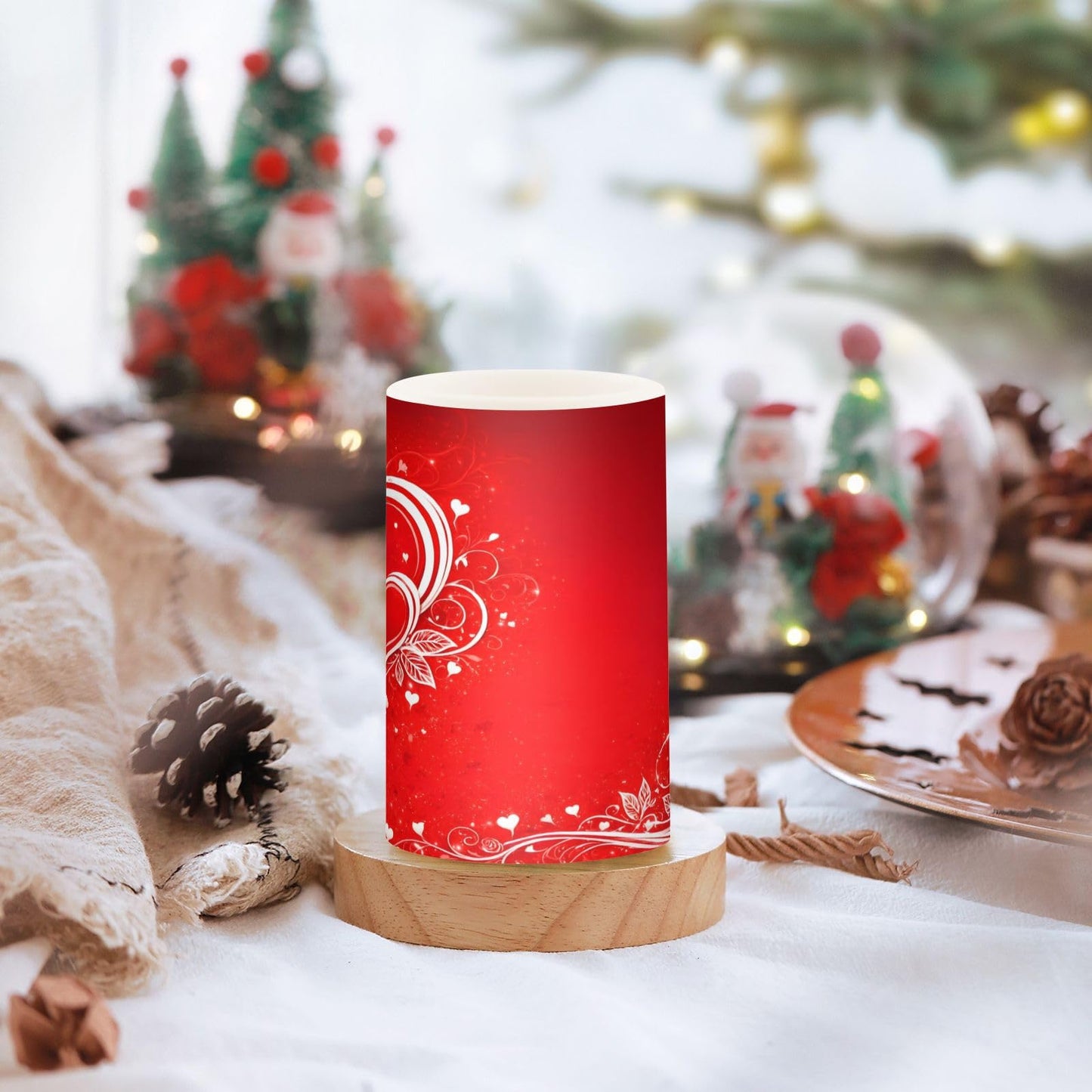 ALAZA Line Love Valentines Day Flickering Flameless Candles Pillar Led Candles Battery Operated Candles with Remote and Timers Set of 2