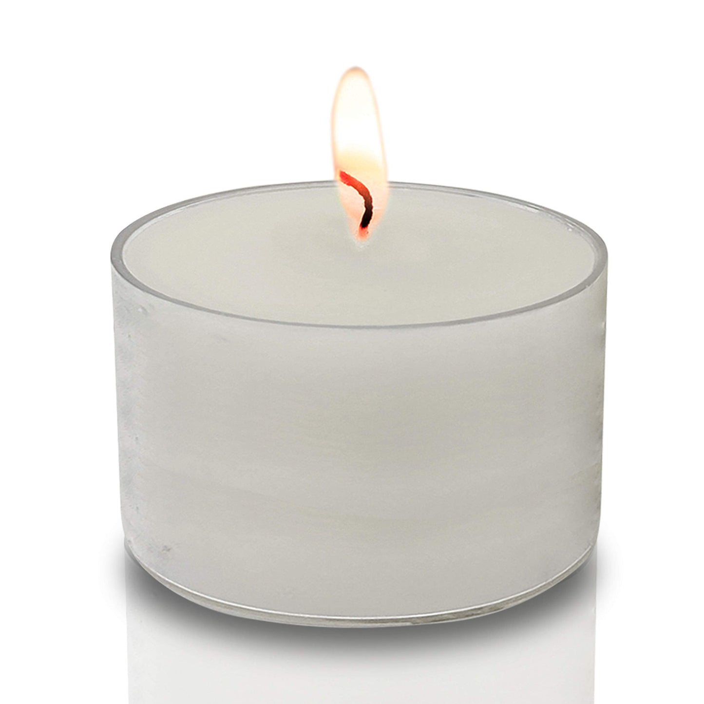 Ner Mitzvah Long Burning Tealight Candles - 8 Hours - White in Clear Cups - Unscented - 80 Pack - Made in EU