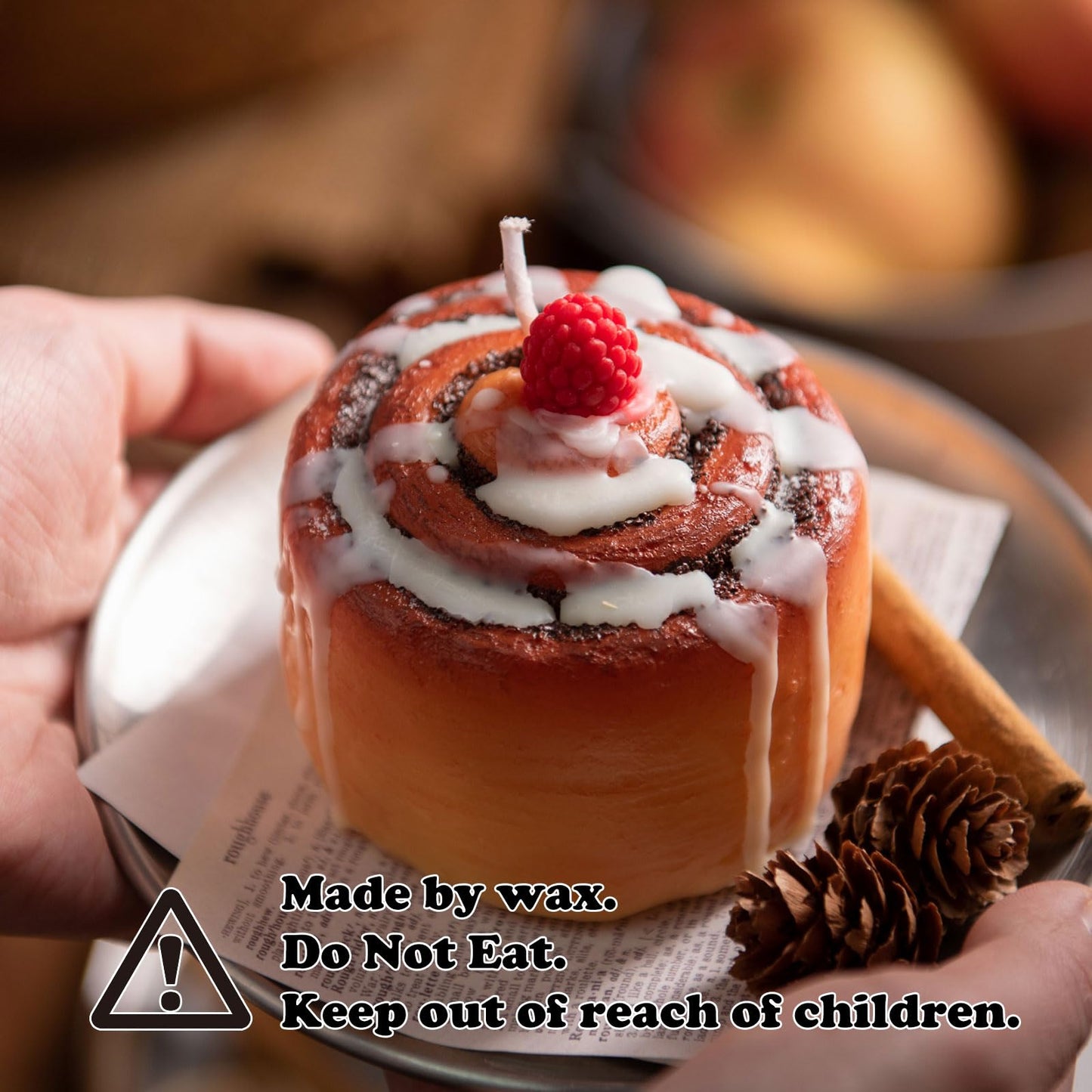 Raspberry Cinnamon Roll Realistic Food Vegetable Wax Candle