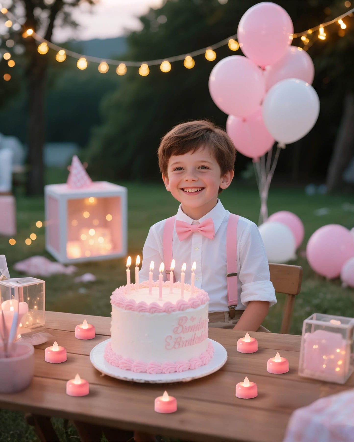 Amagic 24 Pack Pink Flameless LED Tea Lights Candles Battery Operated, Electric Fake Tealight Candles for Votive, Wedding, Table Centerpiece, Theme Party, Aniversary, Proposal, Christmas, Pink Base
