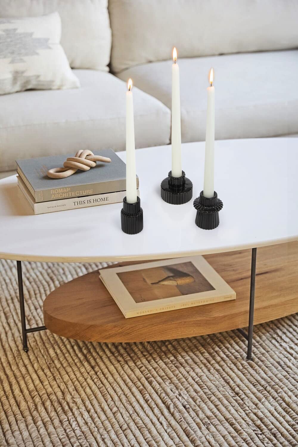 Vixdonos Taper Glass Candlestick Holders Tealight Candle Holders for Table Centerpieces, Wedding Decor and Dinner Party (3 Pcs, Black)