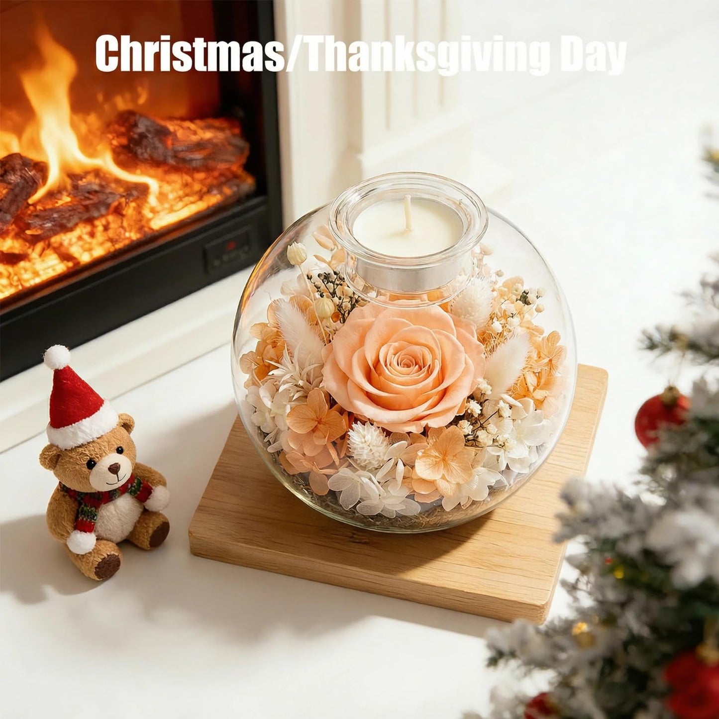 DDXXZHU Gift for Women Preserved Rose Flowers Glass Candle Decor Eternal Love Preserved Flower Gift Birthday Flowers for Women Delivery Prime Set Perfect Glass Flowers(Champagne)