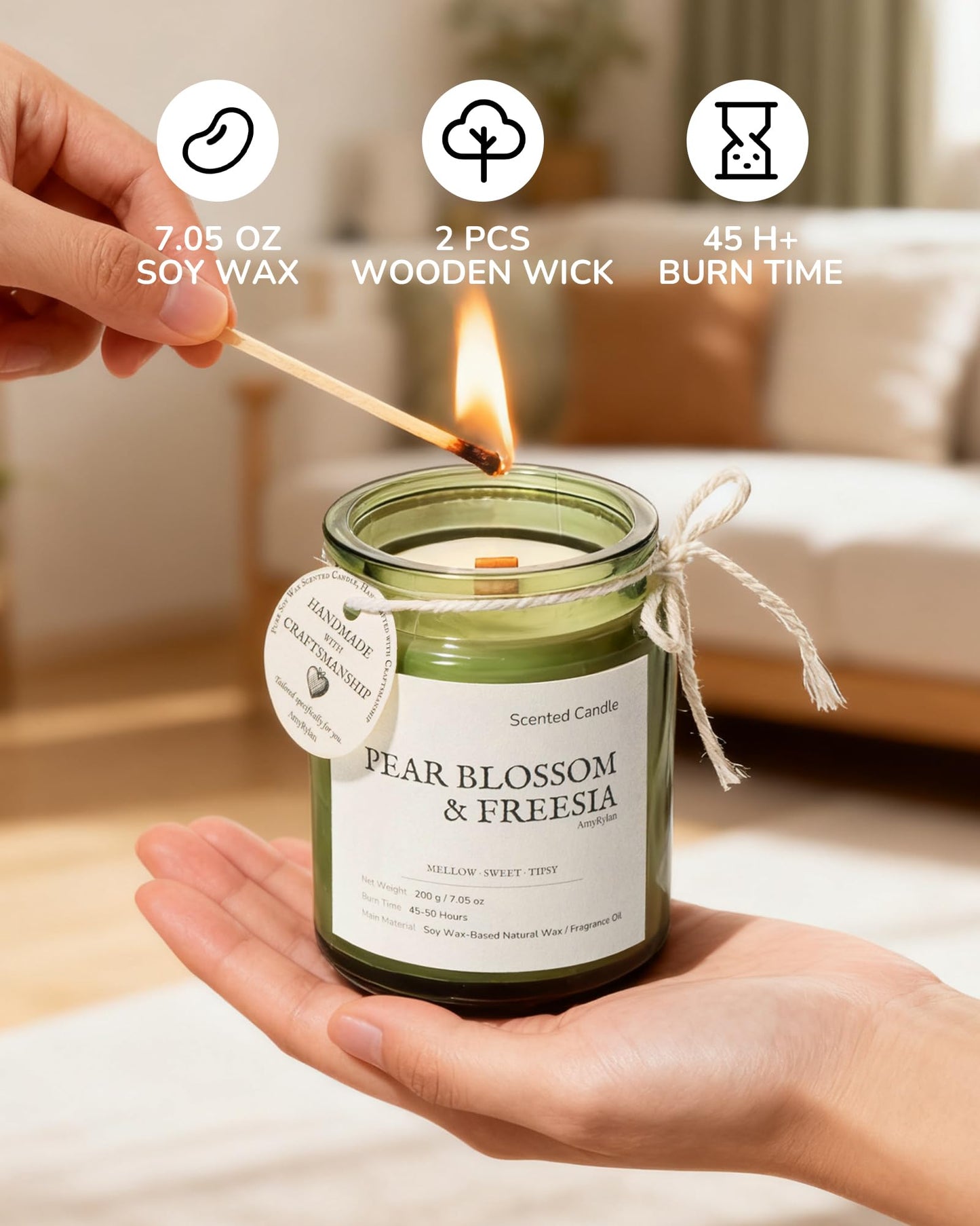 3 Pack Non-Toxic Soy Wax Scented Candles Gift Set for Women, 21.15oz Wooden Wick Candle for Home, 135H Long Burn Time, Aromatherapy Candles, Birthday, Anniversaries, Wedding, Christmas