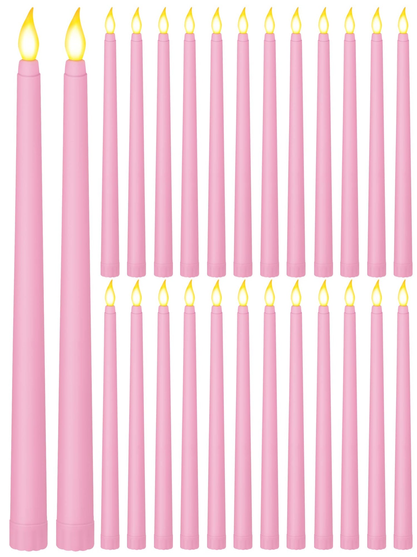 Treela 24 Pcs Flameless Taper Candles Battery Operated Bulk Fake Candles Light LED Candle Sticks Flickering Tapered for Easter Wedding Anniversary Decoration(Basic,11 Inch,Pink)
