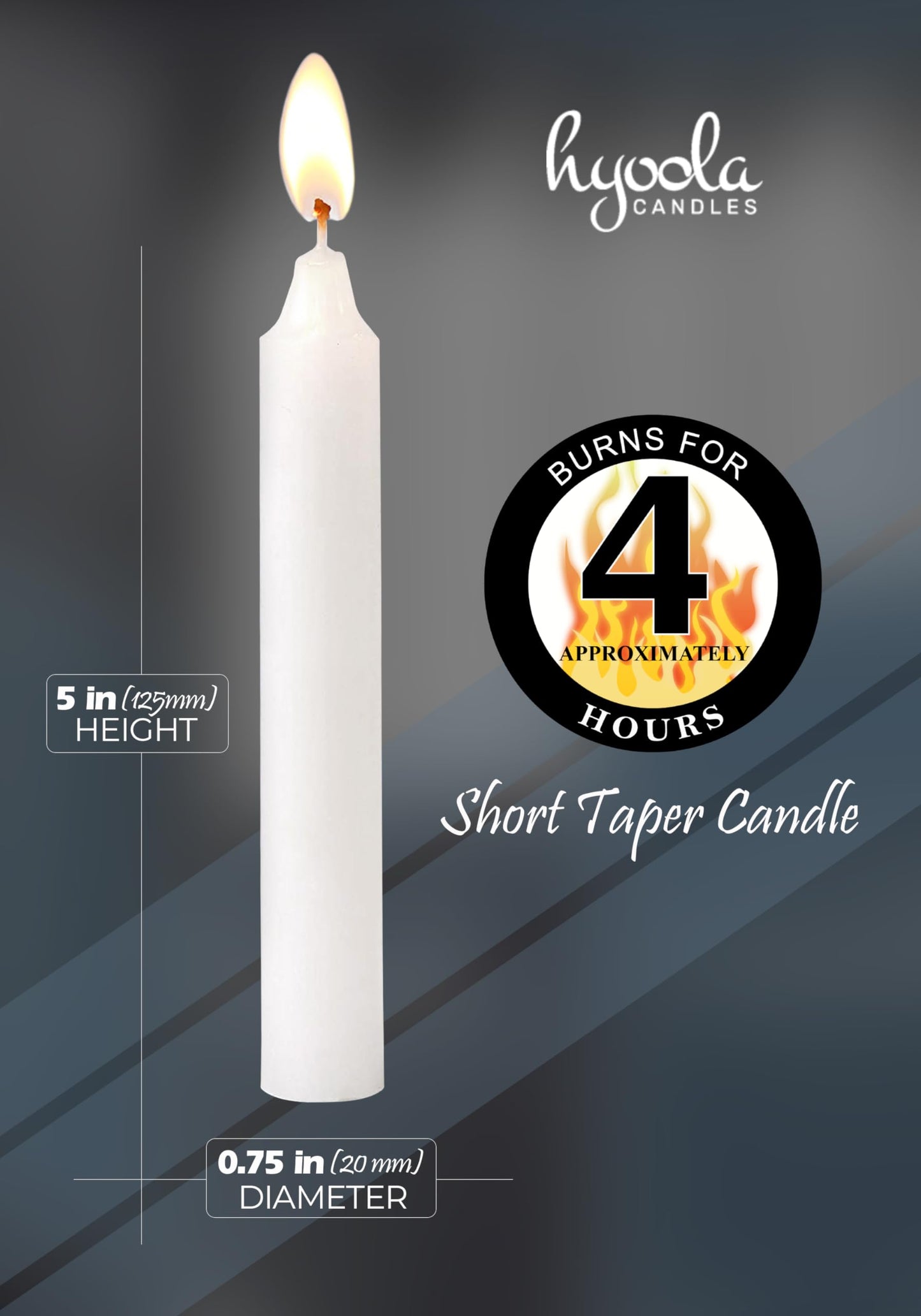 Hyoola Taper Candles - 5 Inch White Dripless, Unscented Dinner Candle - 40 Pack European Made Candles 4 Hour Burn Time