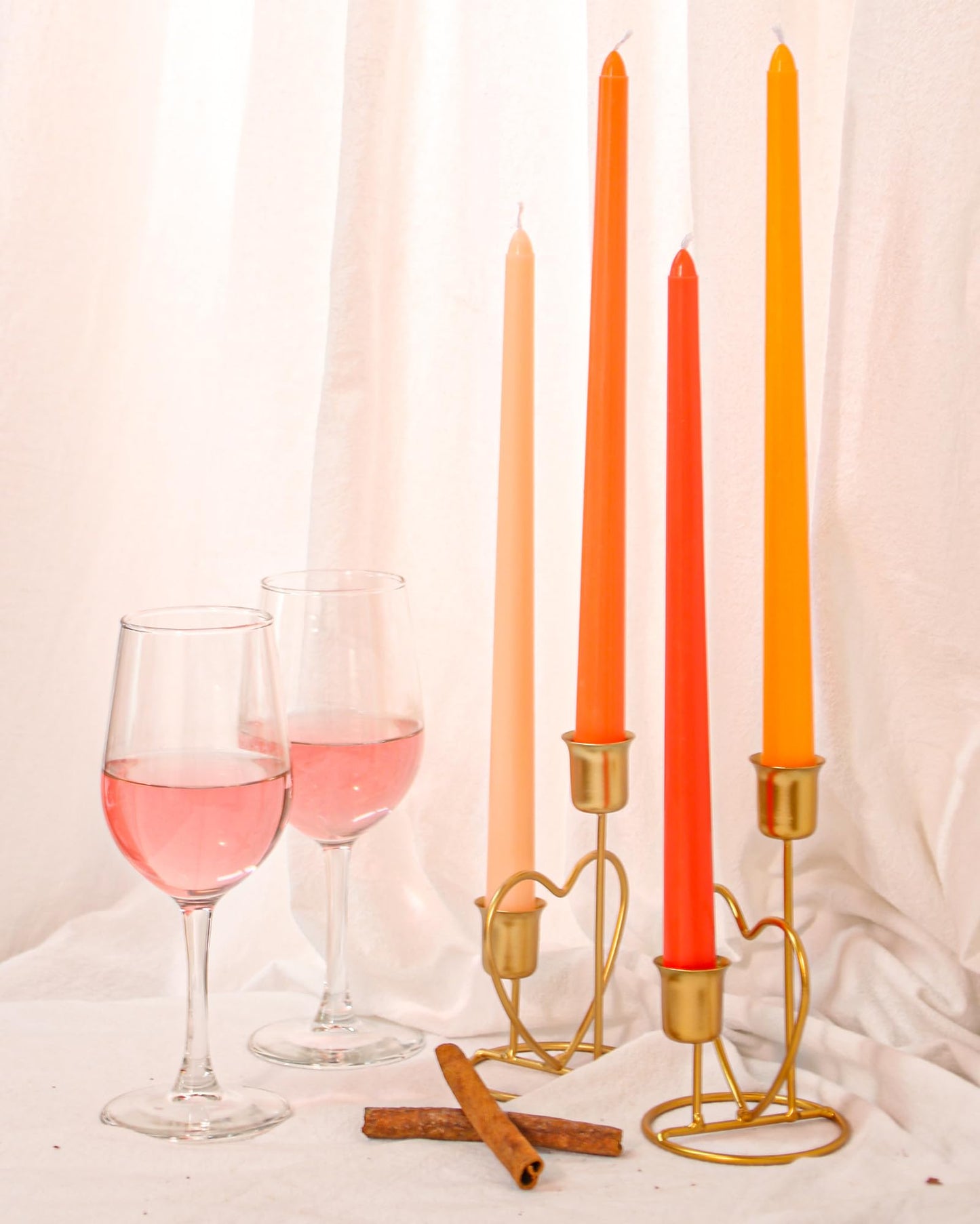 12 Inch Orange and Red Taper Candles Unscented Smokeless