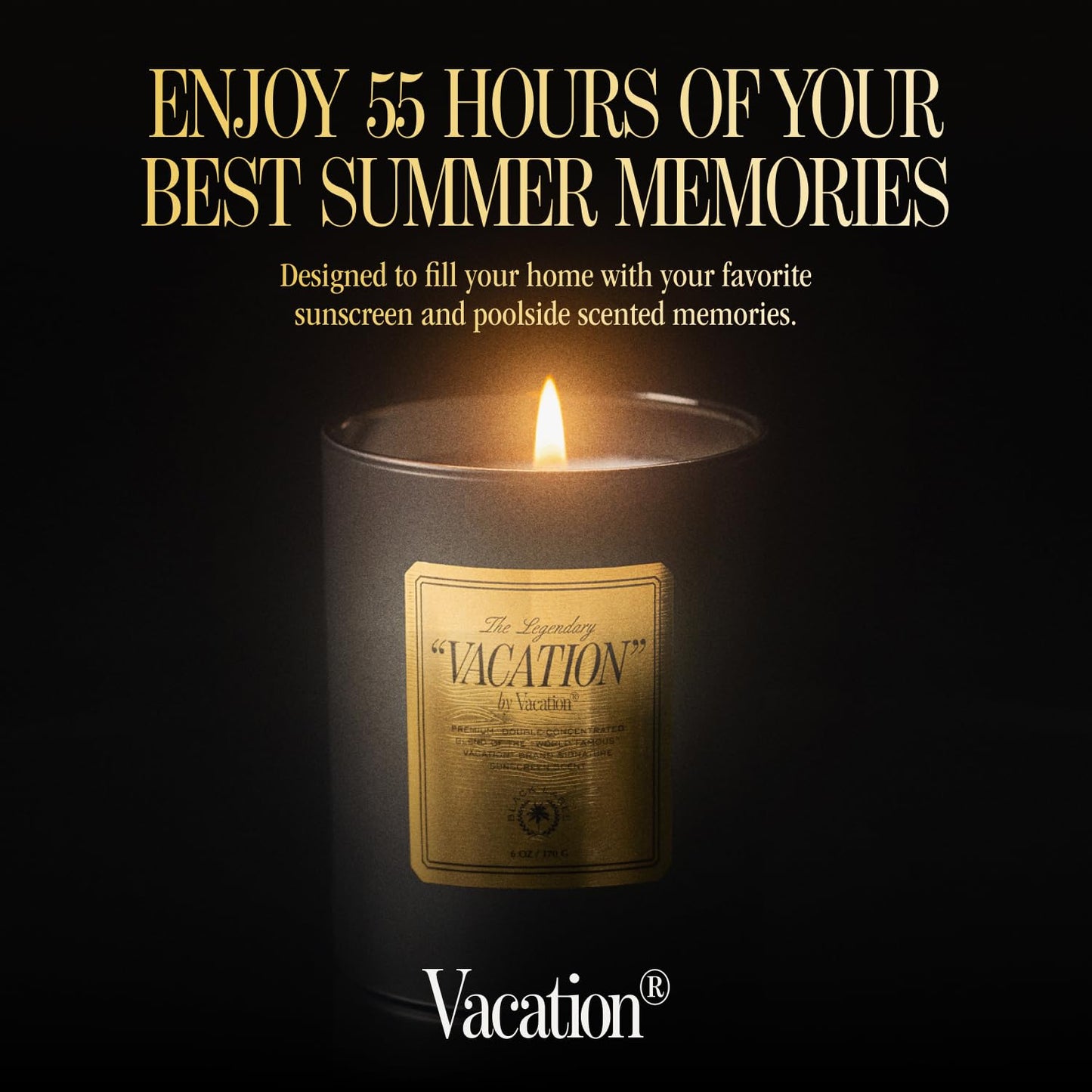 VACATION Perfume Scented Candle by Vacation Sunscreen – Coconut Vanilla, Premium Soy Wax, 50-Hour Burn, Luxury Home Fragrance Gift, Enhanced Design & Formula, 6 oz