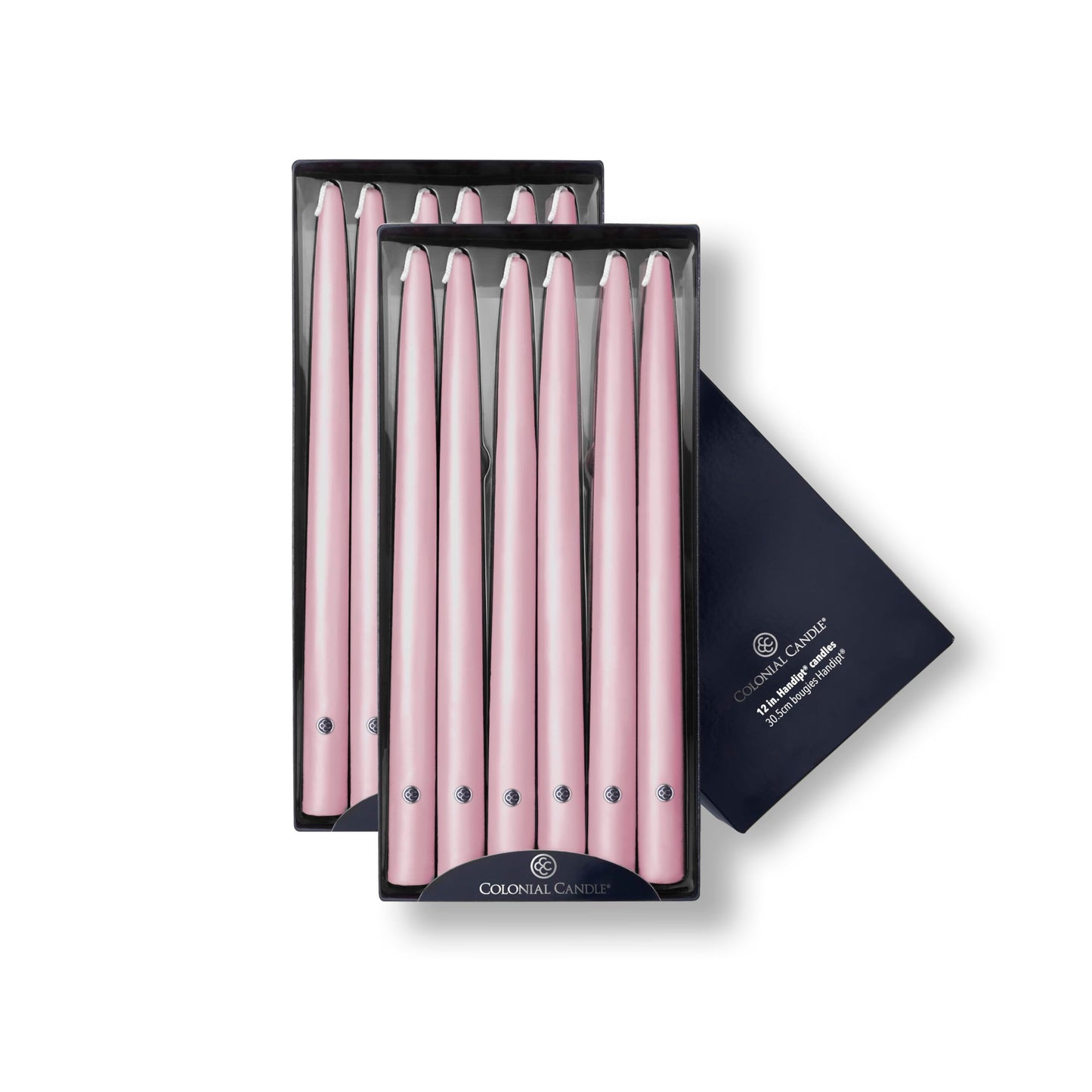 Colonial Candle Unscented Taper Candle, Handipt Collection, Persian Pink, 12 in, Pack of 12 - Up to 10 Hours Burn