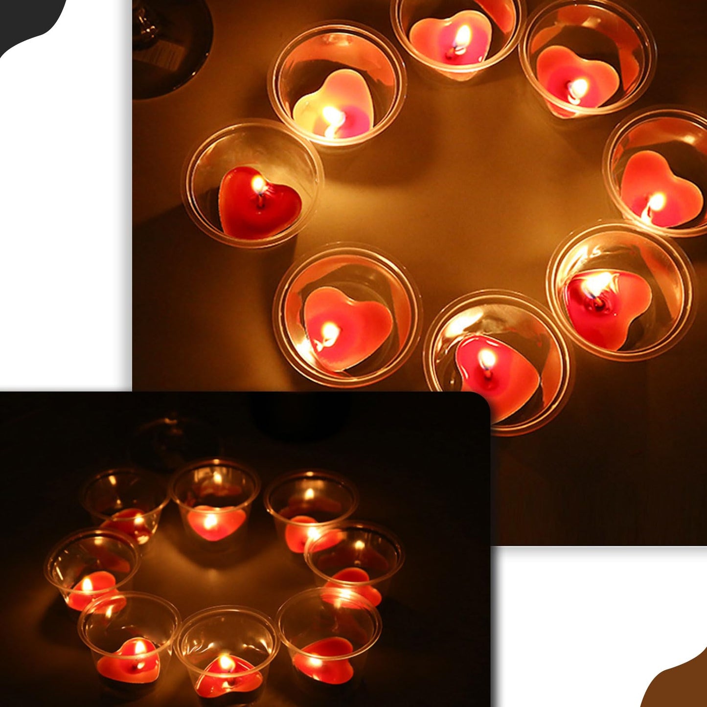 Heart Shaped Tealight Candles 50 Packs,25 * 2 Layers Romantic Love Unscented mokeless for Dinner Home Wedding (Purple)