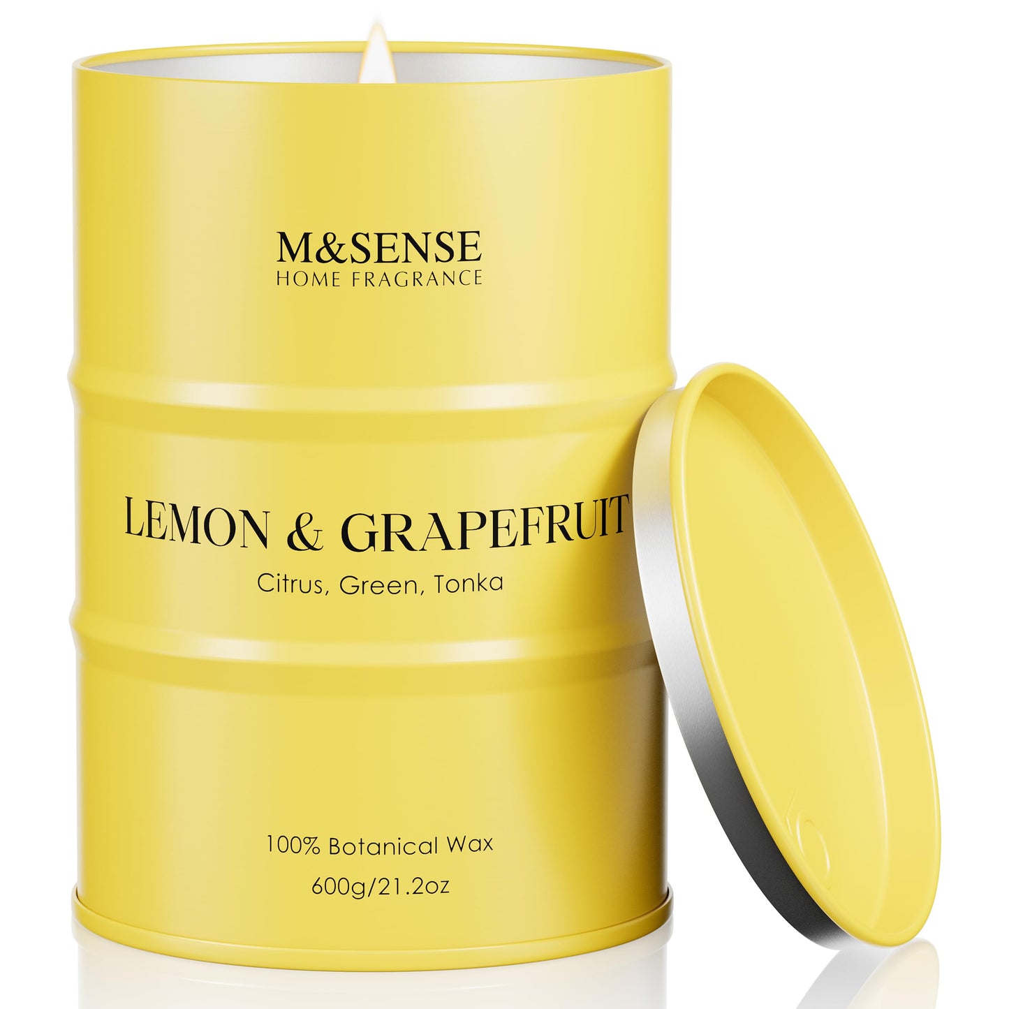 M&SENSE Lemon Candle Large for Home Scented, Lemon Soy Candles 21.2oz 120 Hour Slow Burning, Highly Scented Limoncello Grapefruit Citrus Candles for Bathroom, Fresh Smelling Candle