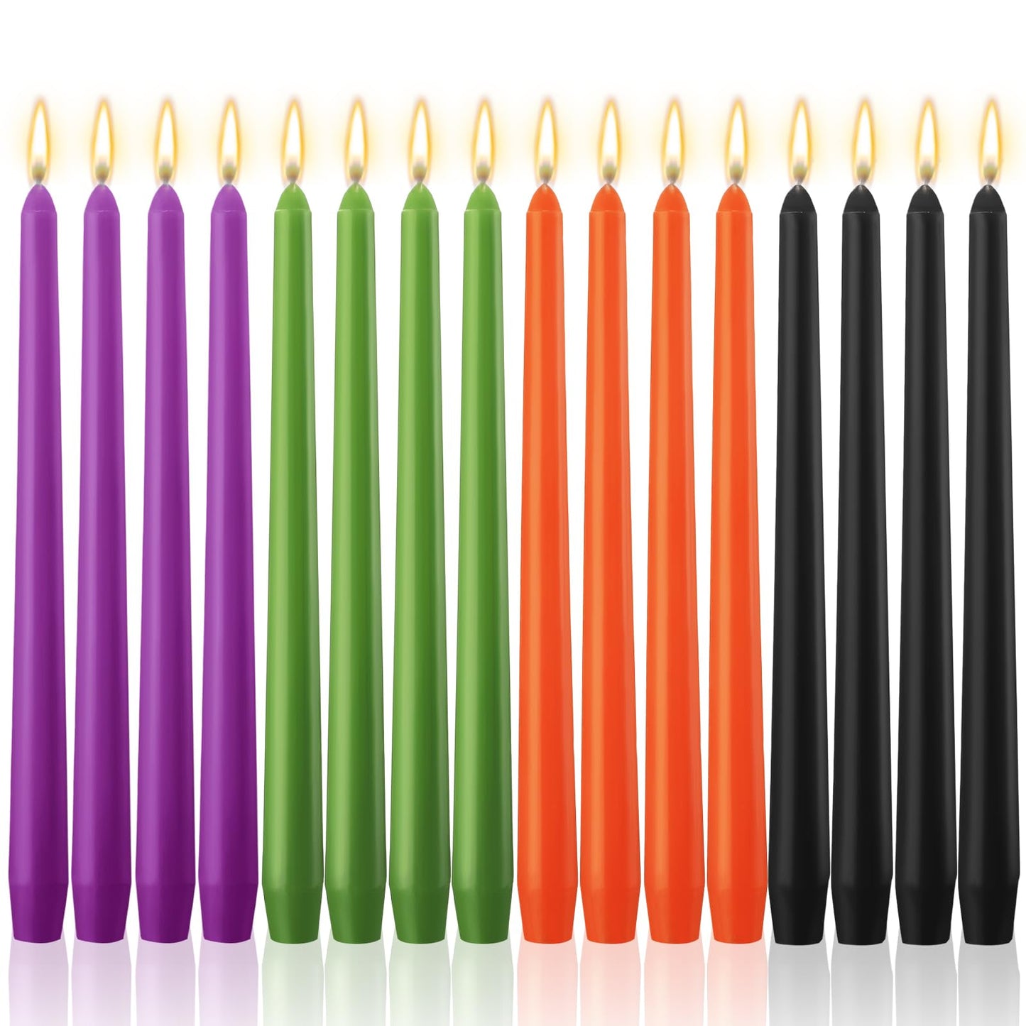 MTLEE 16 Pcs 10 Inch Long Tapered Candle Stick Bulk Smokeless Unscented Burning Candlestick Paraffin Wax with Cotton Wick for Valentine's Day Baby Shower Wedding Holiday Party Church (Spooky Color)