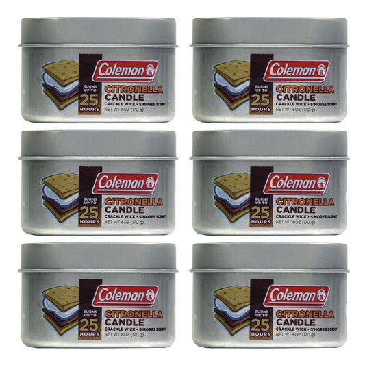 Coleman Scented Outdoor Citronella Candle with Wooden Crackle Wick - 6 oz (Pack of 6)
