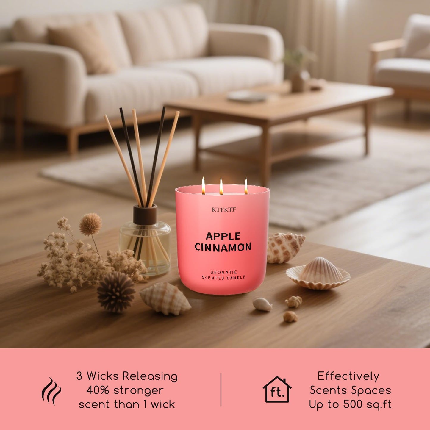 Apple Cinnamon Scented Candle - 14.1oz Soy Candles for Home Scented, 80H Long Lasting Burn, Non-Toxic Aromatherapy Candle for Relaxation, Stress Relief, Birthday,Mothers Day Gifts for Women