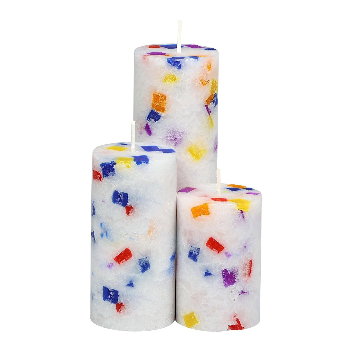 PROSPERRO LUMO by Parkash Candles Set of 3 Fragrance Pillar Candles Marble Finish (Christmas Snow - Mahagony)