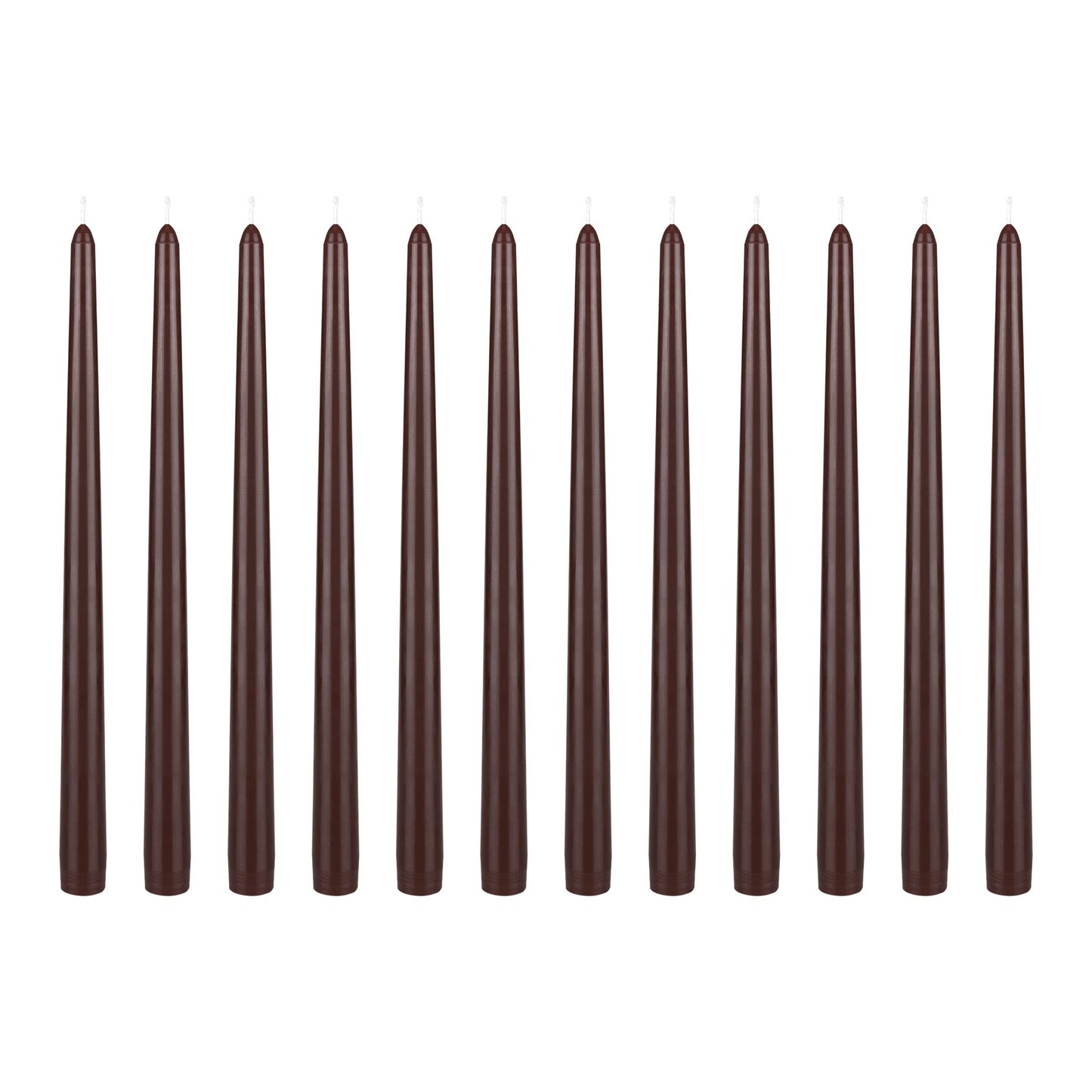 Mega Candles 12 pcs Unscented Brown Taper Candles, Hand Poured Wax Candle 12 Inch x 7/8 Inch, Home Décor, Wedding Receptions, Centerpieces, Occasions, Festivities, Romantic Events, Holders