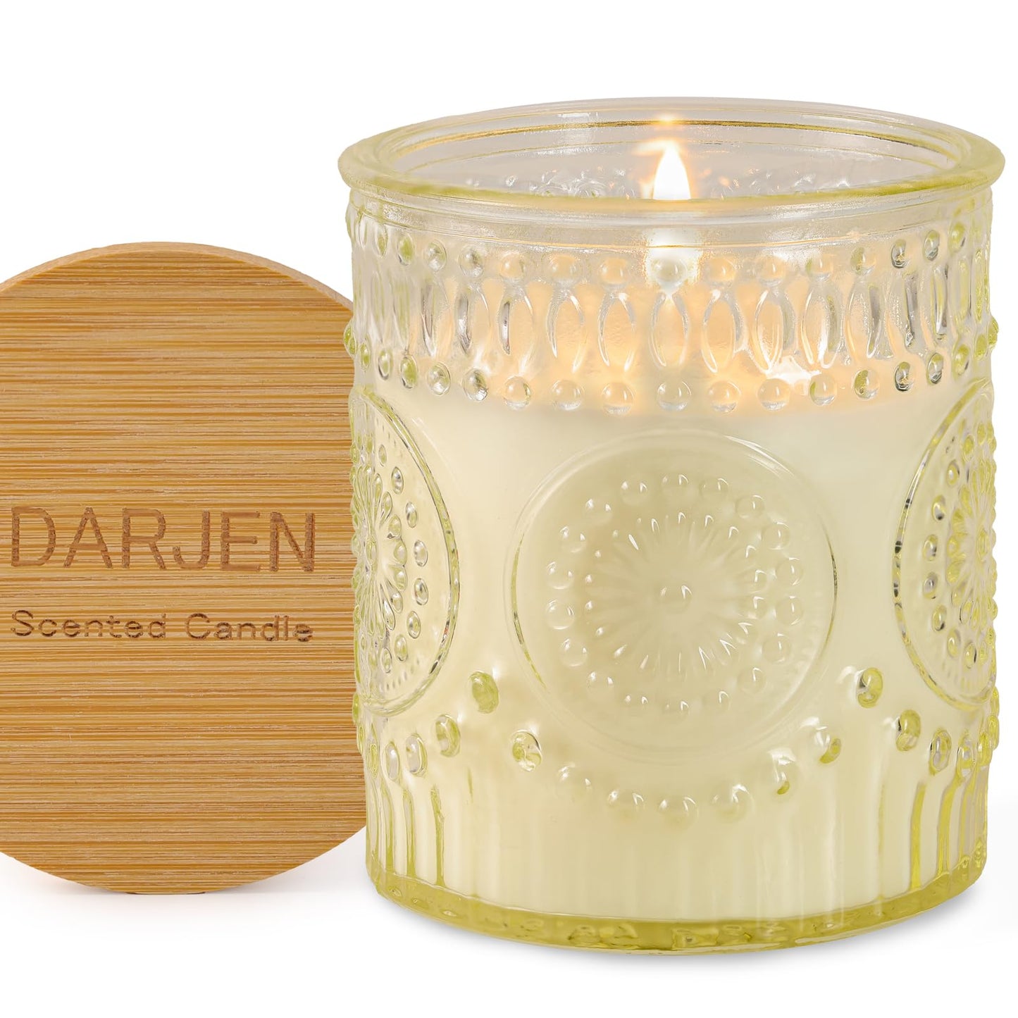 DARJEN Vanilla Candles for Home- 5.3oz 35H Natural Soy Wax Aromatherapy Jar Candle with Strong Scent, Decorative Aesthetic Candles for Living Room, Gathering, Kitchen, Luxury Gift for Women