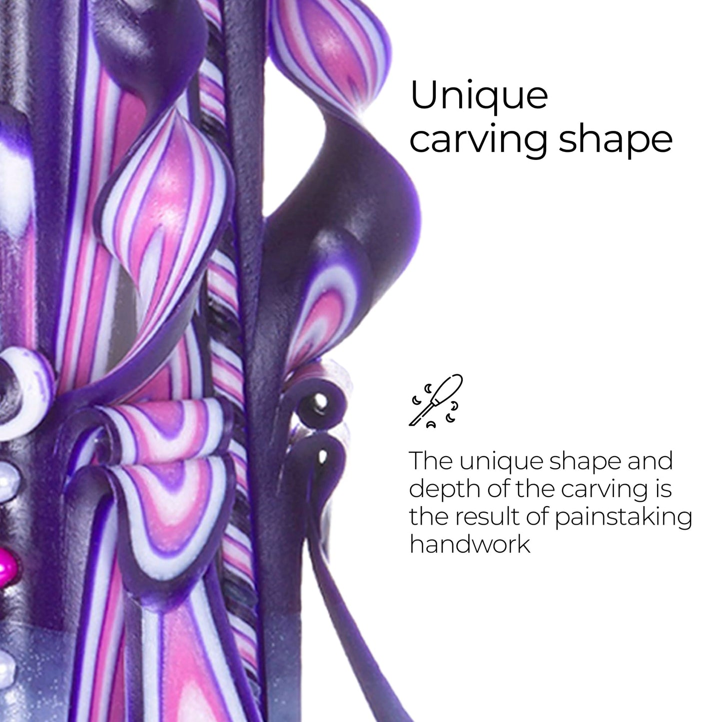 Carved Candles - Handmade Long Burning Decorative Luxury Candles - Unscented - for Home Decor, Birthdays, Anniversaries, Romantic Occasions, Gifts for Women, Christmas Gift for Mom - Big Purple