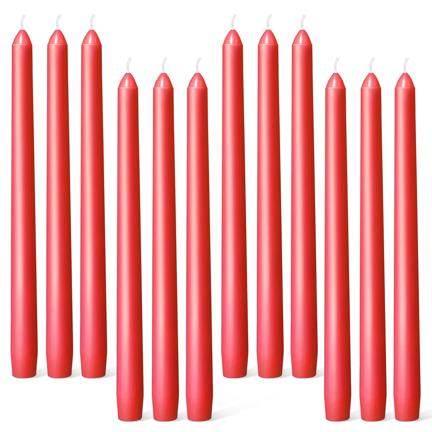 Everymoment Red Taper Candles - 12 Pack 10 Inch Candlesticks - Dripless & Smokeless for 8 Hours - Unscented Paraffin Wax - Ideal for Valentine’s Day Christmas Wedding Halloween Holiday & Home Decor