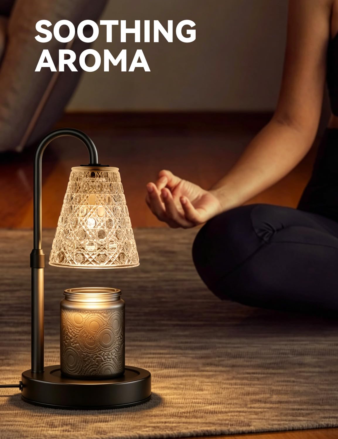 Candle Warmer Lamp with Timer Dimmable, Birthday Gifts for Women Mom, House Warming Gifts New Home Decor, Wax Melt Warmer for Jar Candles with 2 Bulbs, Black