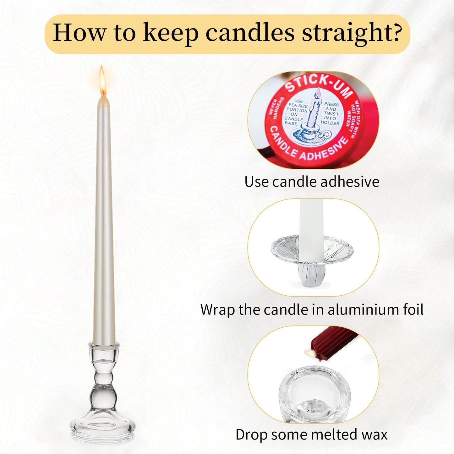 Romadedi Glass Candle Holder for Candlestick - 20 pcs Clear Tapered Candle Holders Bulk for Standard Candle Sticks for Wedding Centrepieces Christmas Table Décor