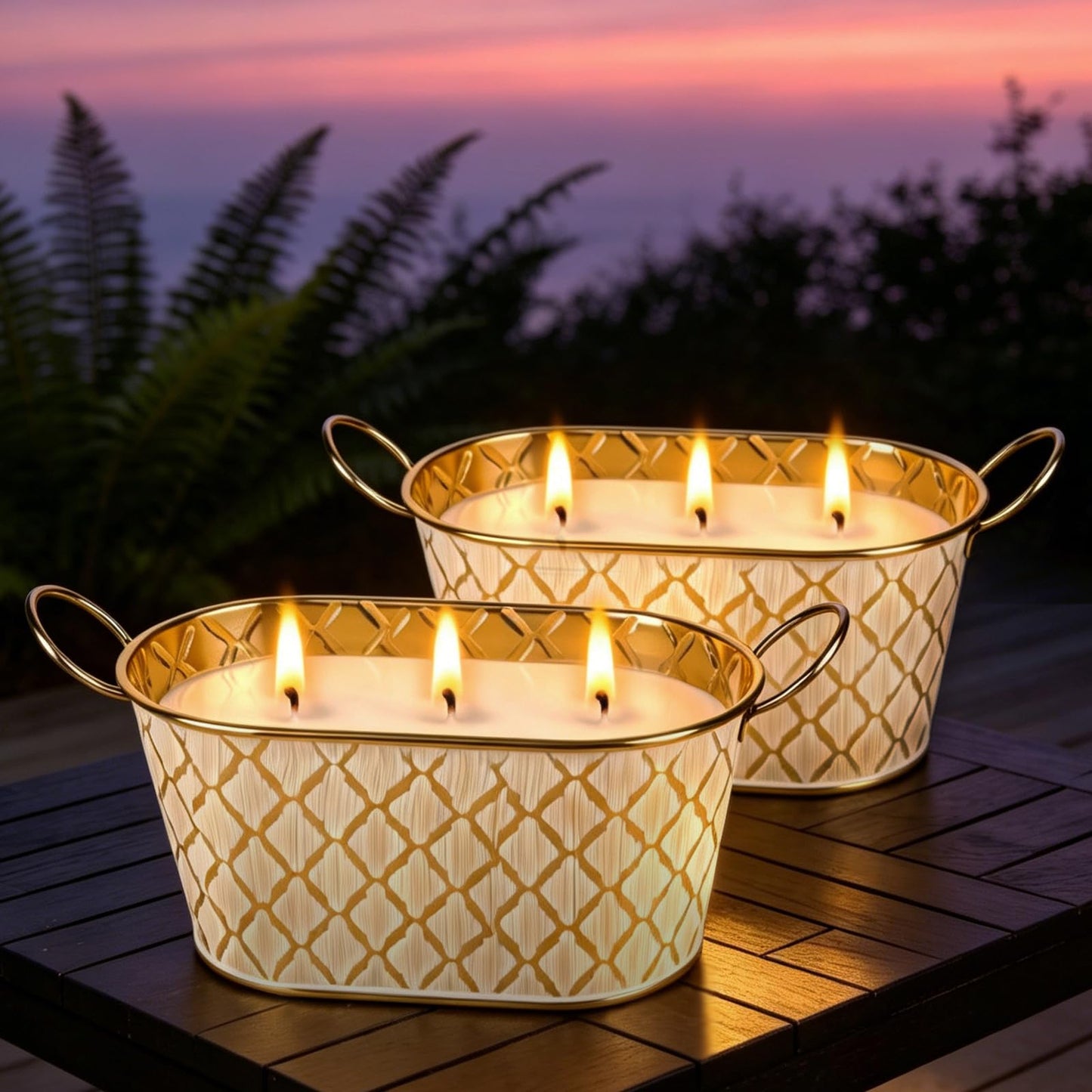 Citronella Candles Outdoor, Large Soy Wax Candle for Patio, 2 Packs 140 Hours Long Burn Lemongrass Citronella Scented Tin Candle for Home, Outdoor, Garden, Yard, Camping, Party, Terrace (3-Wick)
