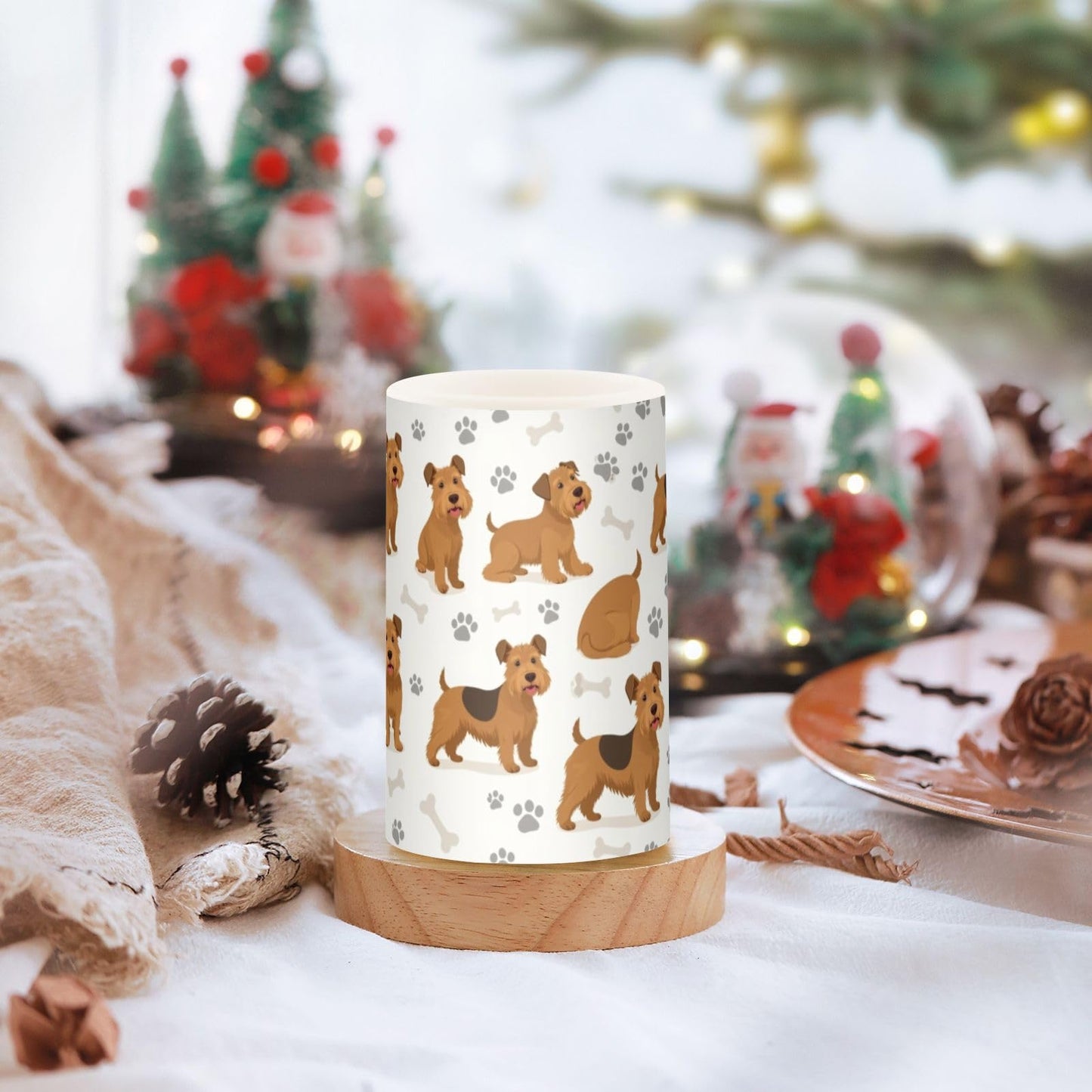 Pigsaly Flameless Candles Battery Operated Funny Animals Cartoon Airedale Terrier Dogs Flickering Led Pillar Candles with Remote Control Colour Changing Warm Light Candles for Halloween Christmas We