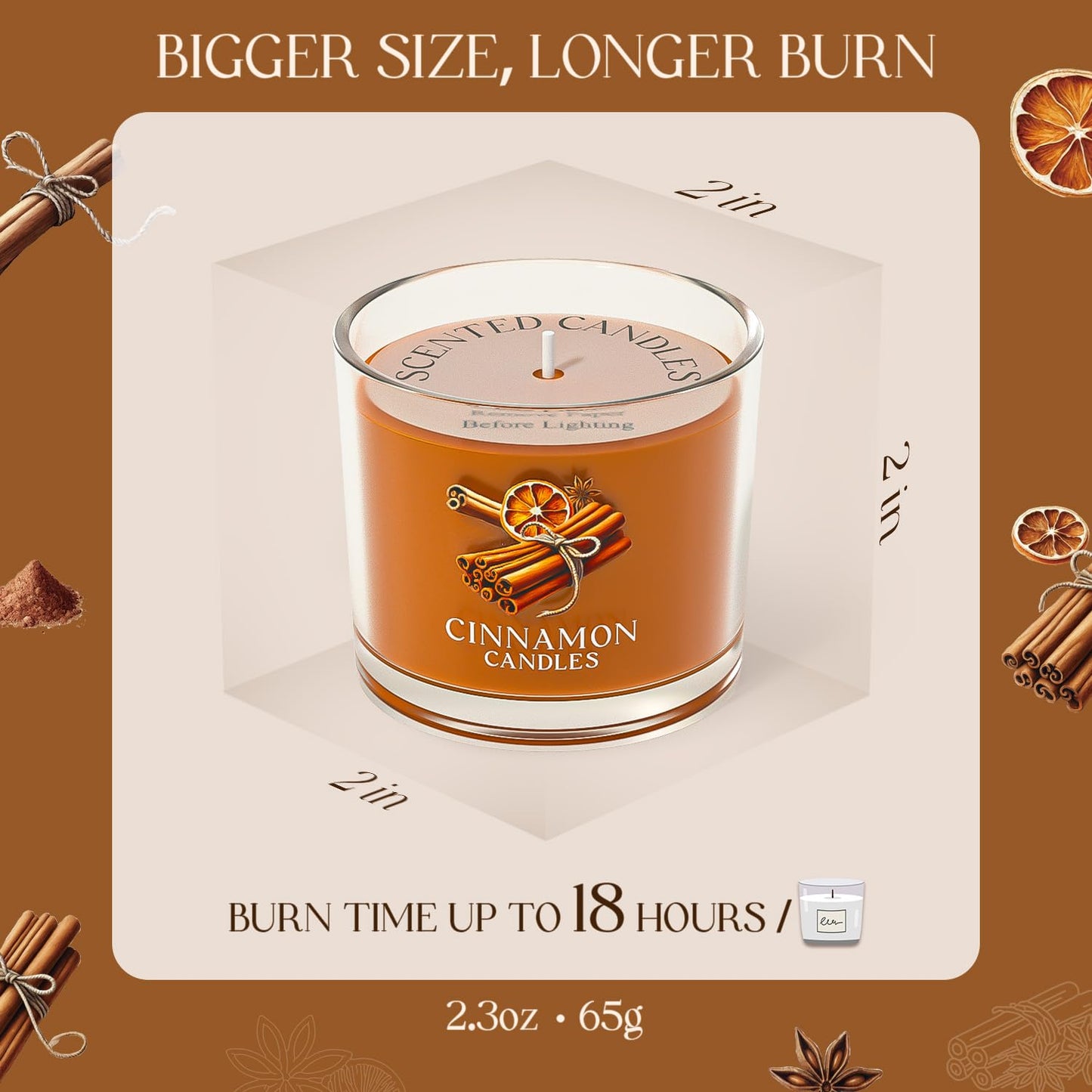 CHILLFLAME Cinnamon Candle, Scented Candles Gifts for Women, Candles Gift Set for Her, 3 Scented Votive Candles, Birthday Gifts for Women/Men (Orange, 7 oz)