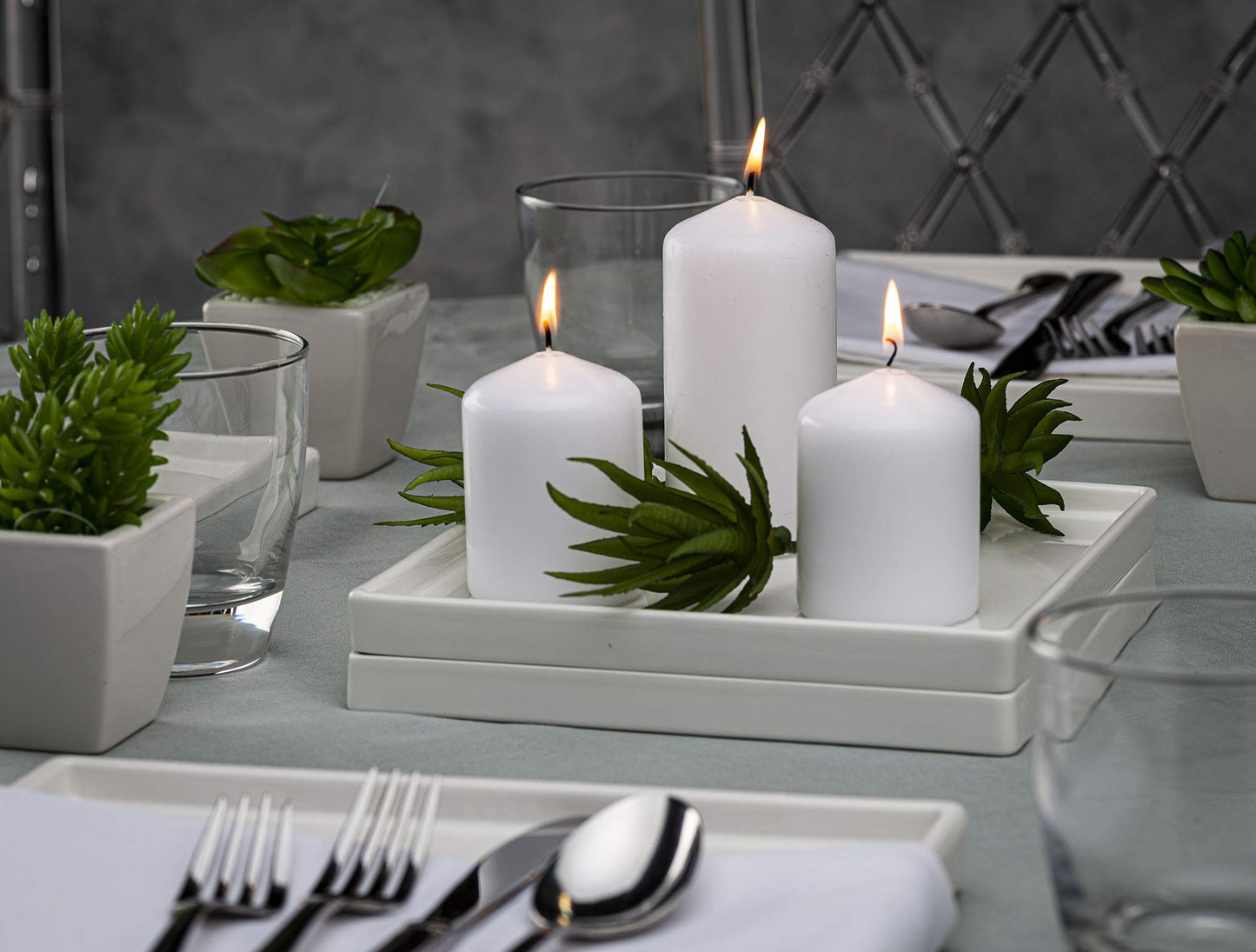 BOLSIUS 12 White Pillar Candles Bulk - 2.3 x 3 inch Candle Set - 17 Hours Clean Burning - No Palm Oil - 0% Animal Fat - Premium European Quality - Wedding, Party, Dinner & Emergency Candles