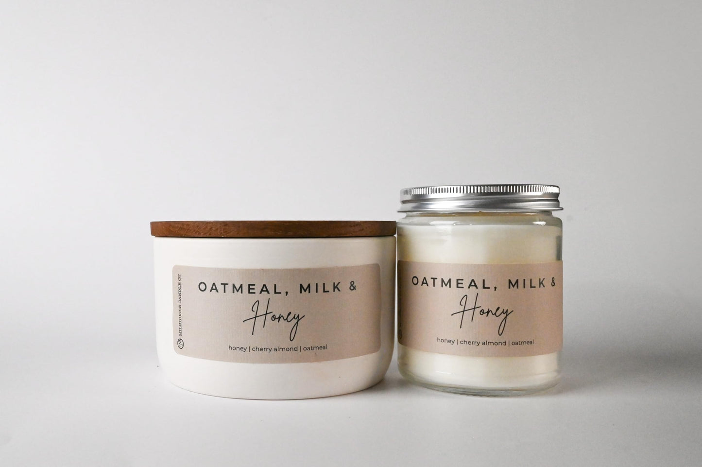 Milkhouse Candle Company Oatmeal, Milk & Honey Soy Candle - Oatmeal Cookie | Milk & Honey | Cherry Scented - 10 oz Signature Statement Candle with Lid, 20+ Hour Burn Time, Made in the USA