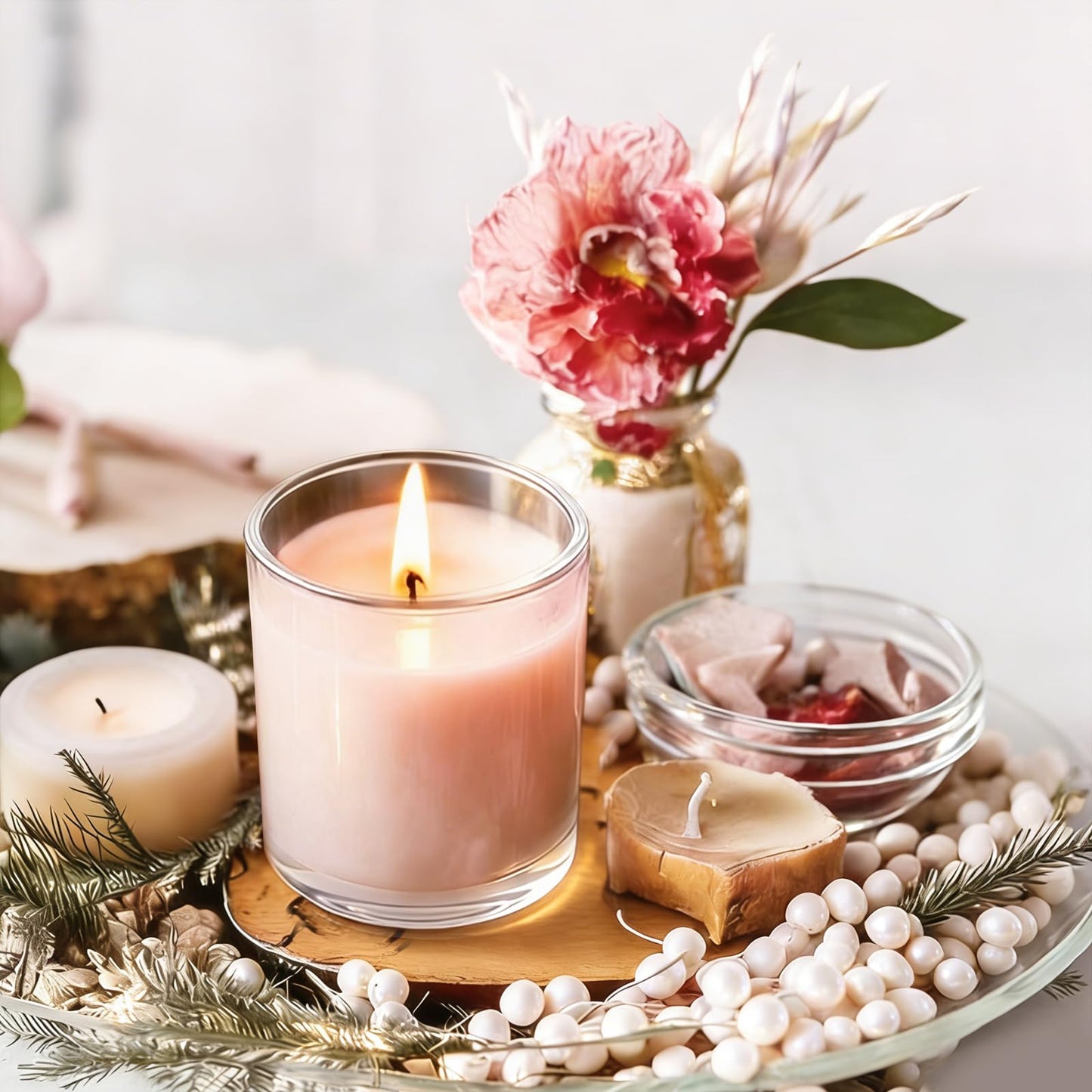 12PCS 7oz Thick Candle Jars for Making Candles, Empty Glass Candle Jars with Bamboo Lids, in Bulk, Clear