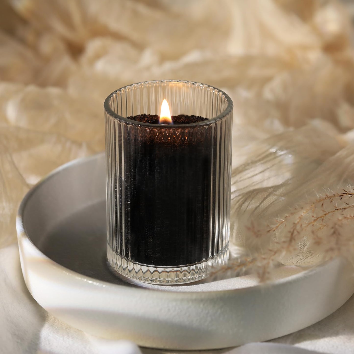REISEN 2.2lb/35OZ Candle Sand Wax- Unscented Black Sand Candle with 10 Wicks & Wooden Spoon, Non Toxic Natural Wax Beads, Refillable Making Kits for Powder Candle Making