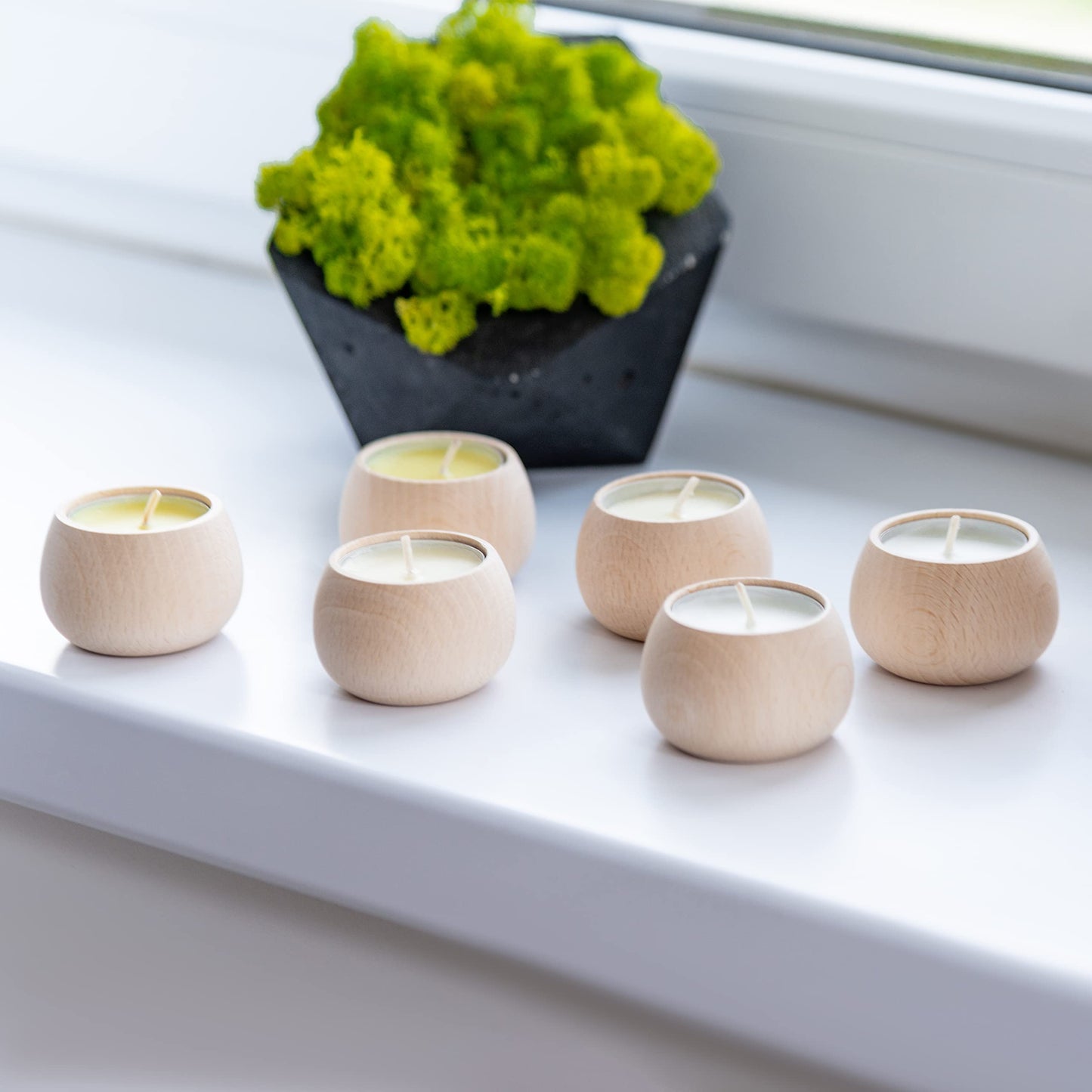 Woodvio - Handmade Wooden Candle Holders for votives and Tea Lights Candles, Set of 6