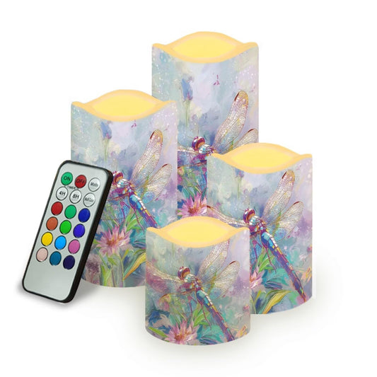 Cozeyat Wild Garden LED Candles Set of 4 Battery Powered Flameless with Remote Control Timer Color Changing for Wedding Birthday Home Table Decor