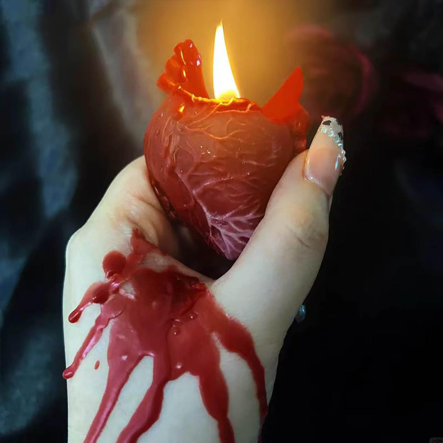 Cooary 4 Pcs Low Temperature Candles Purple Peony Flower Shaped Black Heart Red Heart Blue Austin Rose Scented Starlight Gilded Candles Adult Low Heat Body Safe Drip Wax Play for Couples