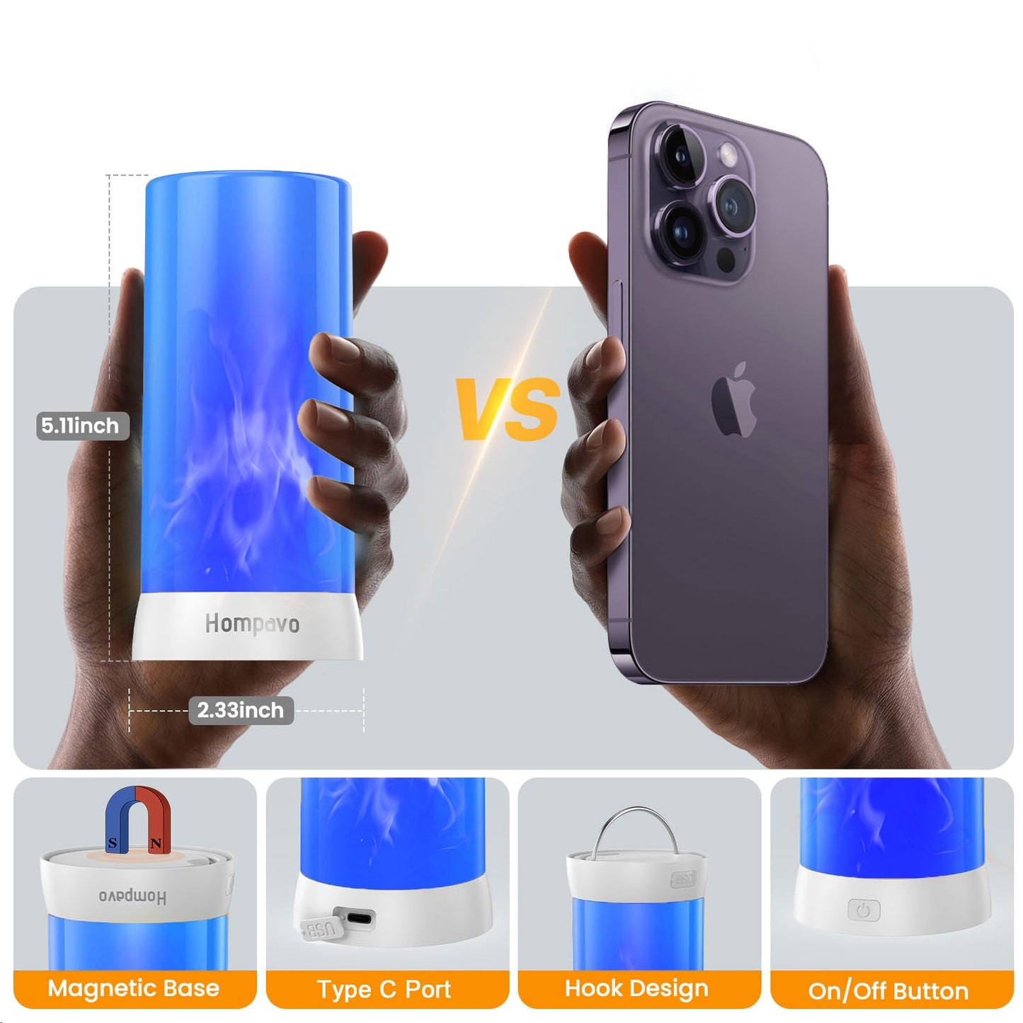 【Upgraded】 LED Flame Lights with Remote & Timer, 4-Mode Rechargeable Battery Operated Flameless Candles, Waterproof Pillar Flickering Lanterns for Room Patio Wedding Halloween Home Decor, Blue