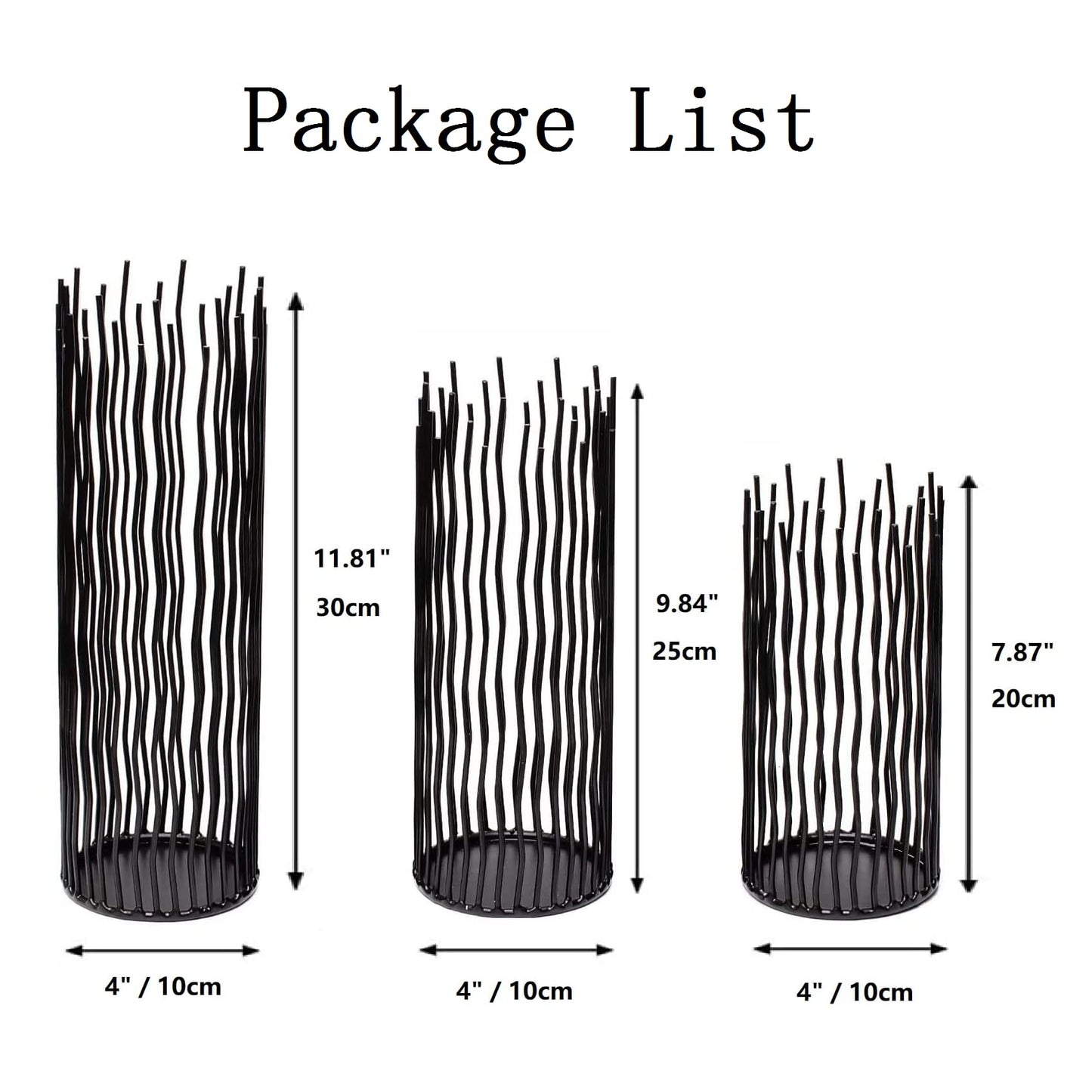 Metal Candle Holders for Pillar Candles - Creative Wire Candle Holder Set of 3 for Fireplace Mantel, Black Candlestick Holders for Table Centerpieces Halloween Christmas Birthday Party Home Decor