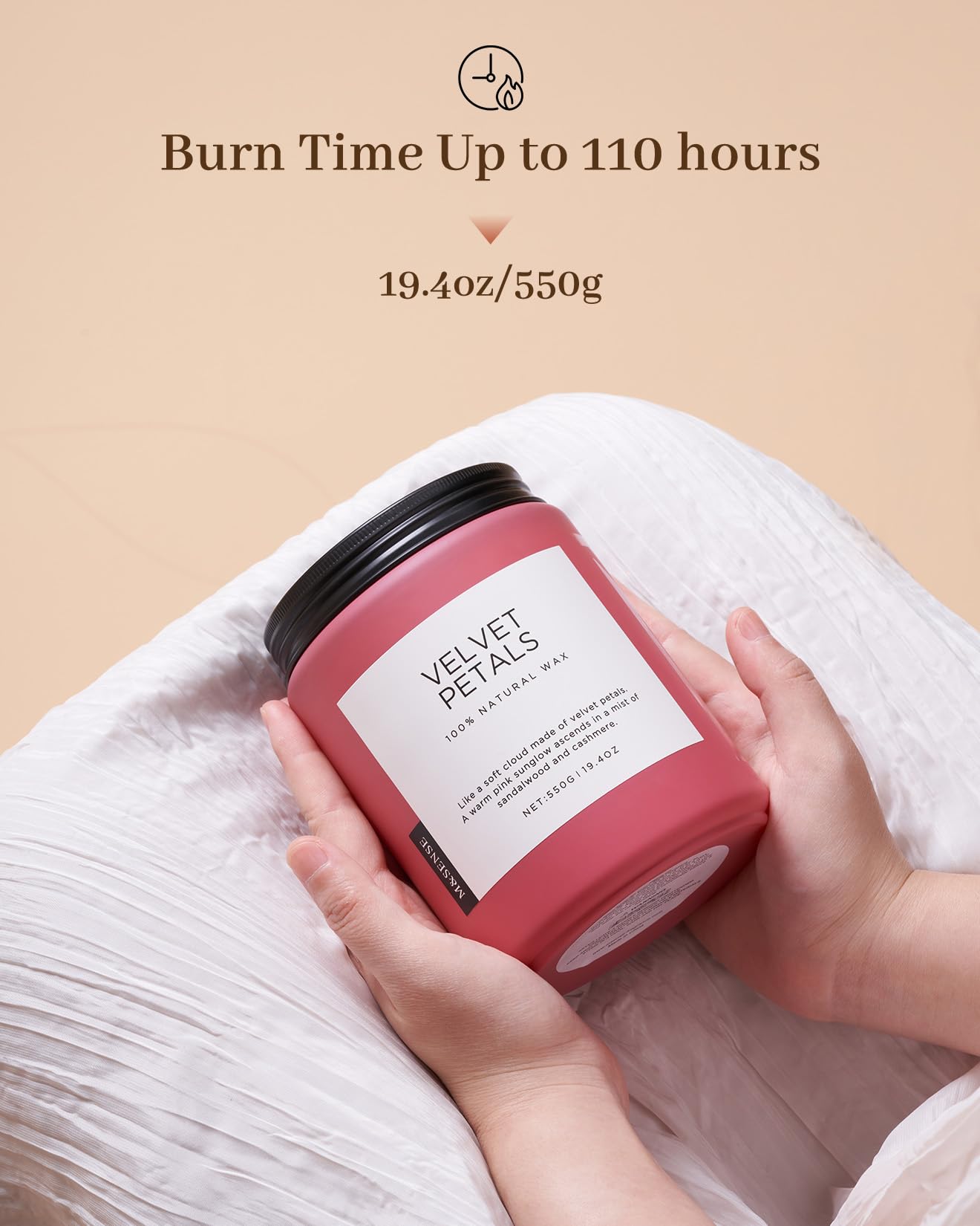 M&SENSE Sandalwood Rose Scented Candle, 19.4oz Large Soy Wax Candle for Home, 110 Hour Long-Lasting Non-Toxic Floral Aromatherapy Candle, Relaxing Self-Care Graduation Gift for Friends Daughter Son