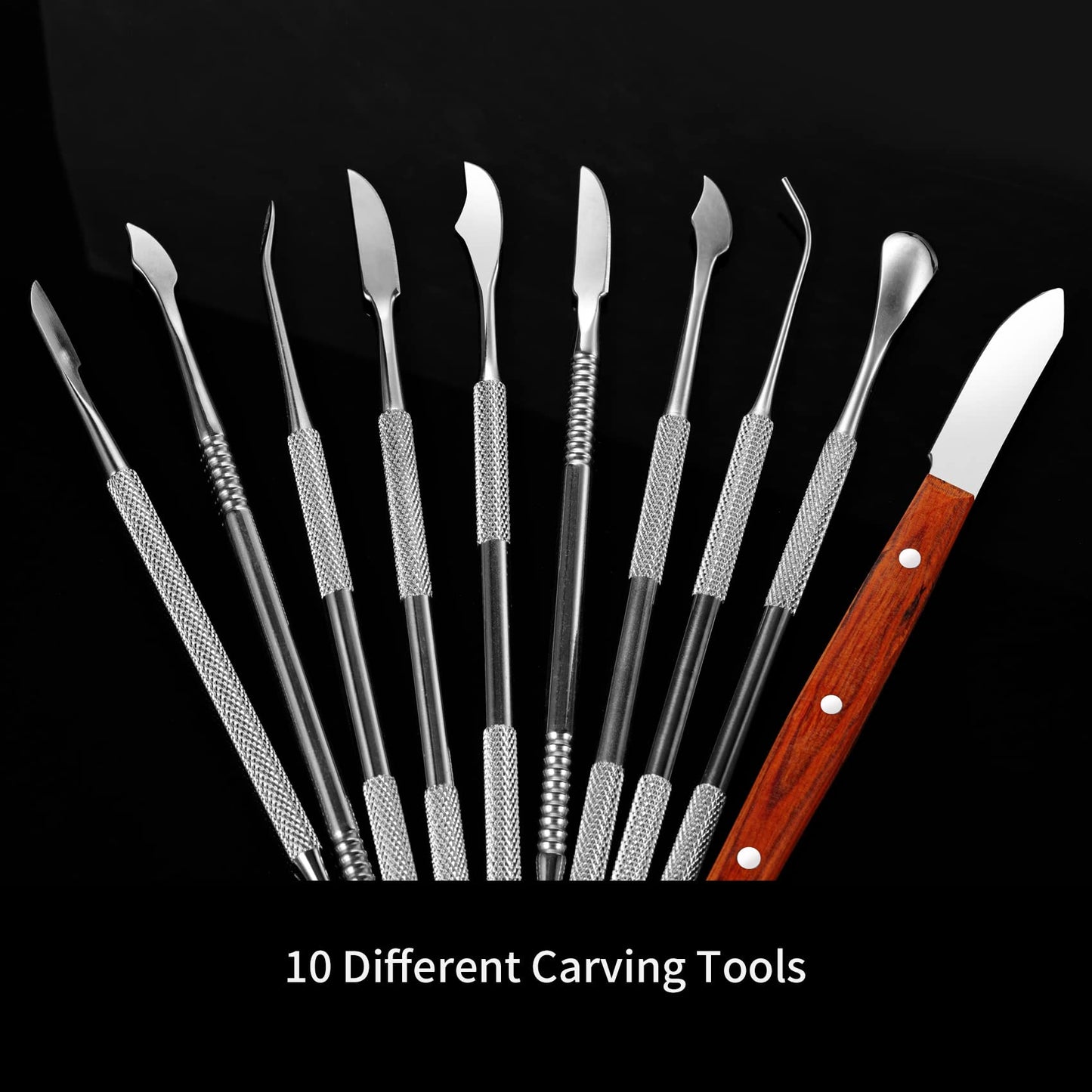 10 PCS Wax Carving Tools Dental Waxing Instruments with Case, Stainless Steel Wax Carvers Set - Metal Clay Sculpting Pottery Sculpture Tools - Double Ended DIY Waxing Modeling Kits