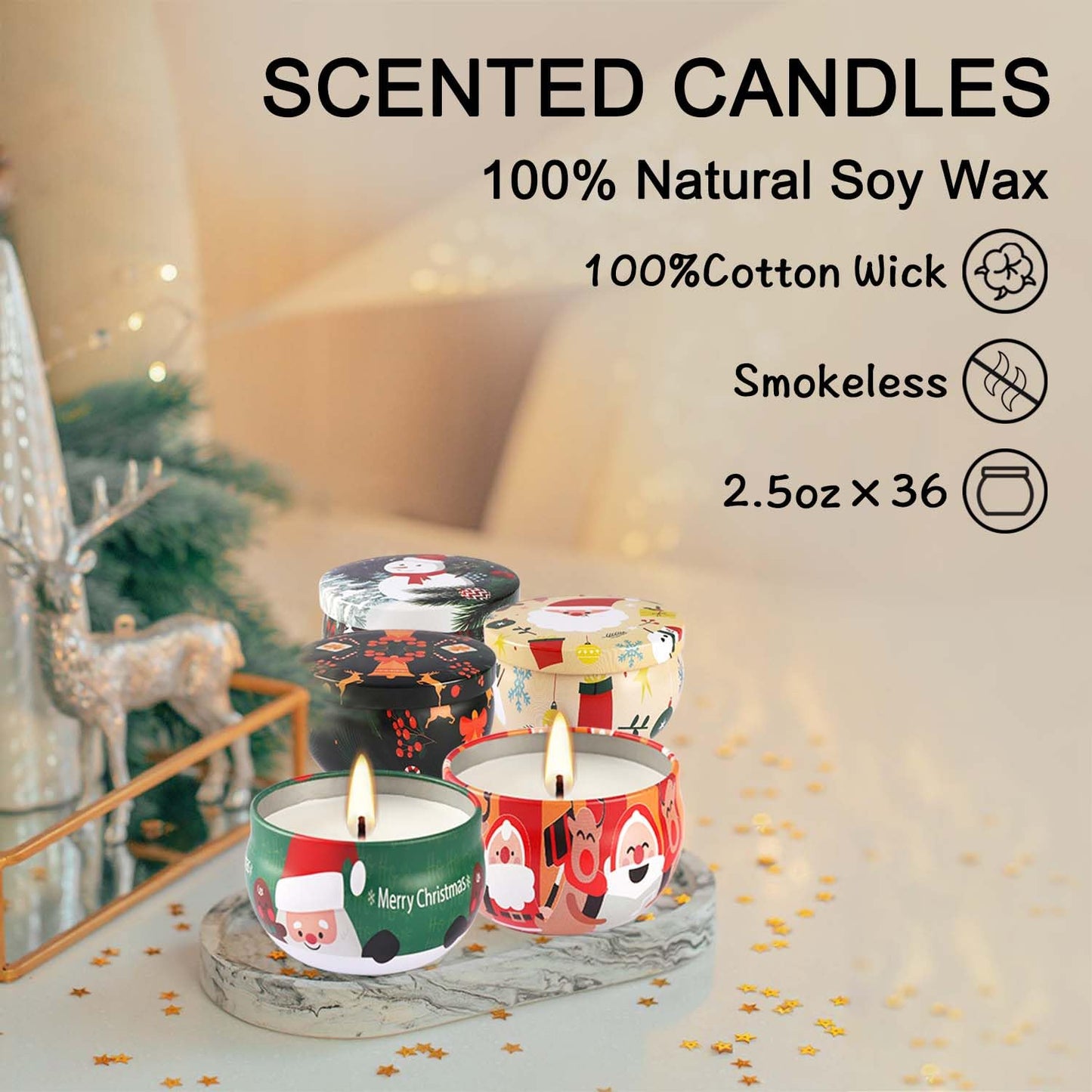WPONSZU 36 Pack Christmas Scented Candles,Candvent Calendar 2025,Gift Set 2.5oz Strong Fragrance jar Candles,for Home Scented Decoration Birthday Valentine'sDay