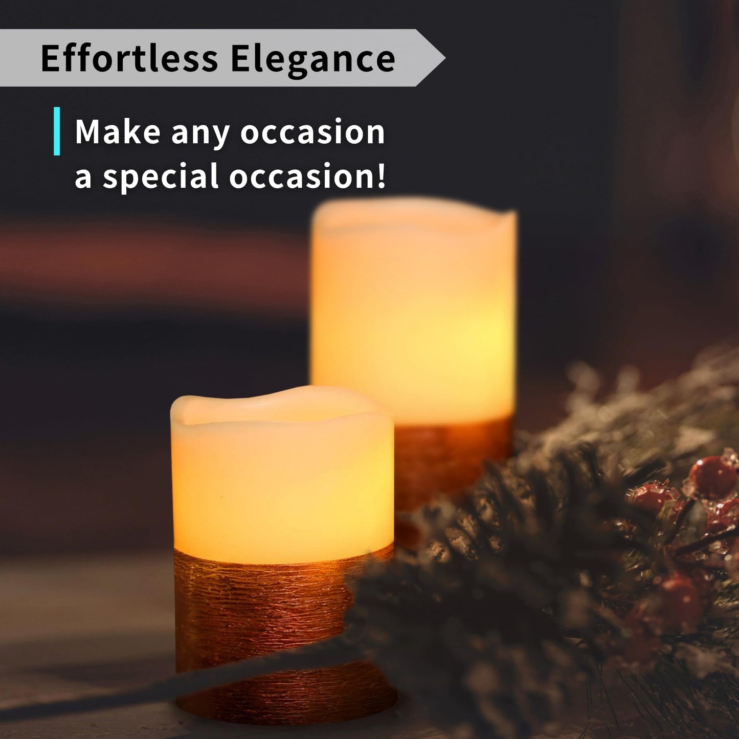 FURORA LIGHTING Red Trim Flameless Candles - Real Wax, Adjustable Brightness, Remote & Timer - 4 Pillars (3x4, 3x6) and 4 Votives, 8-Pack, Battery Operated