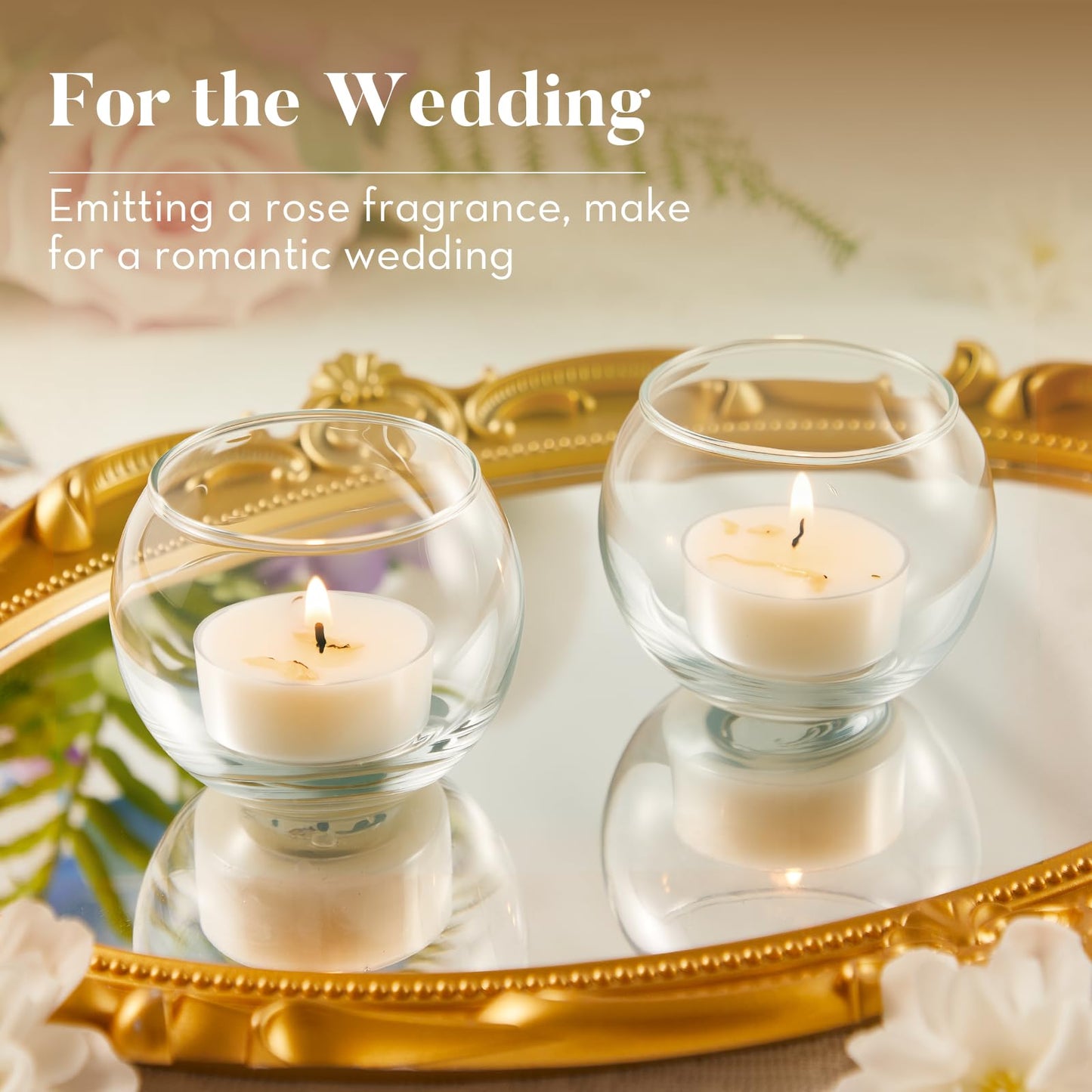Ashlux Acrylic Jasmine Soy Wax Scented Tea Lights, 8 Pack Bulk – 4 Hour Long Burning, Non-Paraffin, Smokeless,Tealight Candles for Weddings, Table Centerpieces, Home Decor & Christmas