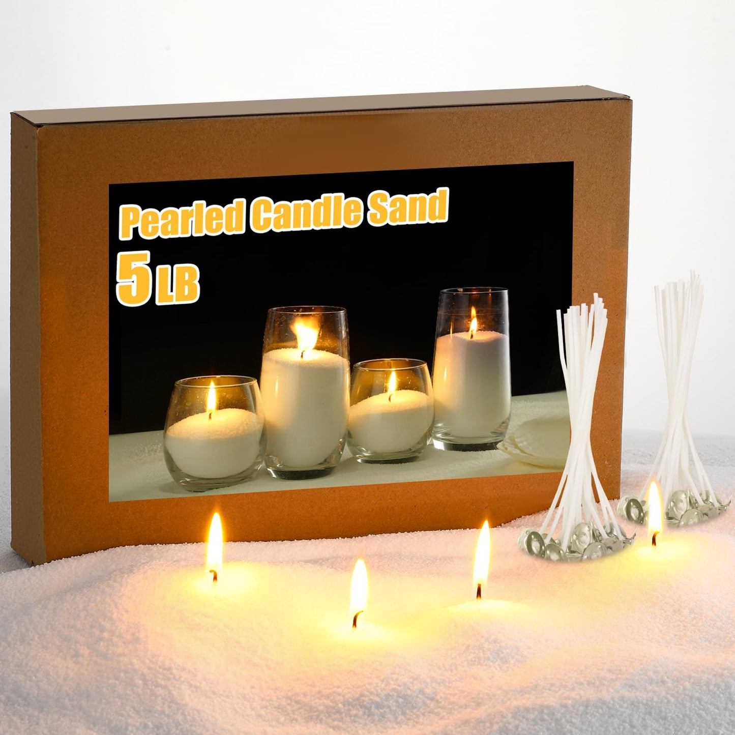 Conelist 5lb Unscented Scented Pearled Candle Sand Wax Set Customized Powder Making Candles Refill Kit Palm Wax All Natural Non Toxic with 20 Wicks for Graduation Thank You Teacher Gifts DIY Making