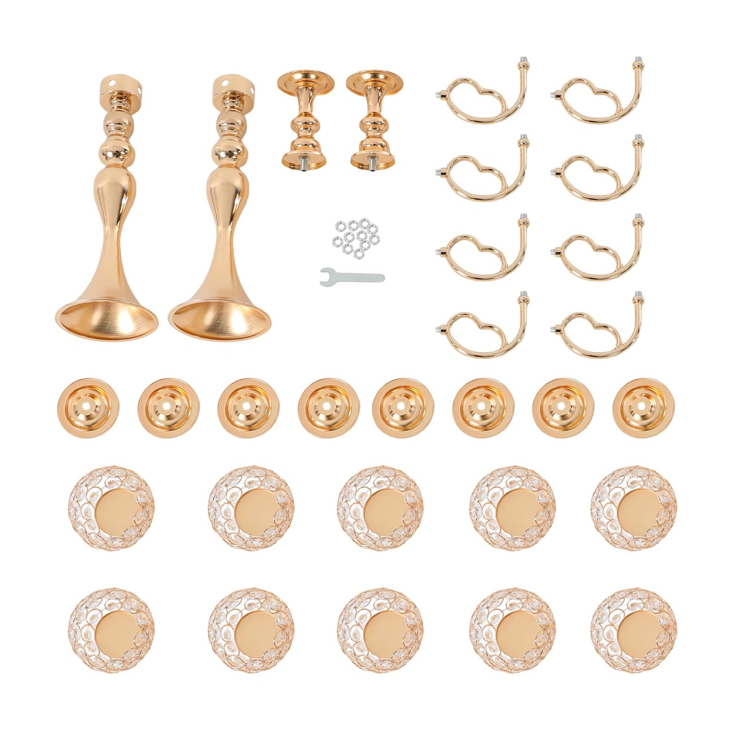 2Pcs 5 Arm Candelabra Candle Holder Luxury Gold Candlestick Holder Crystal Candelabra Centerpieces for Tables Elegant Candelabra Stand Holders for Home Wedding Party Anniversary Dining Room, Gold