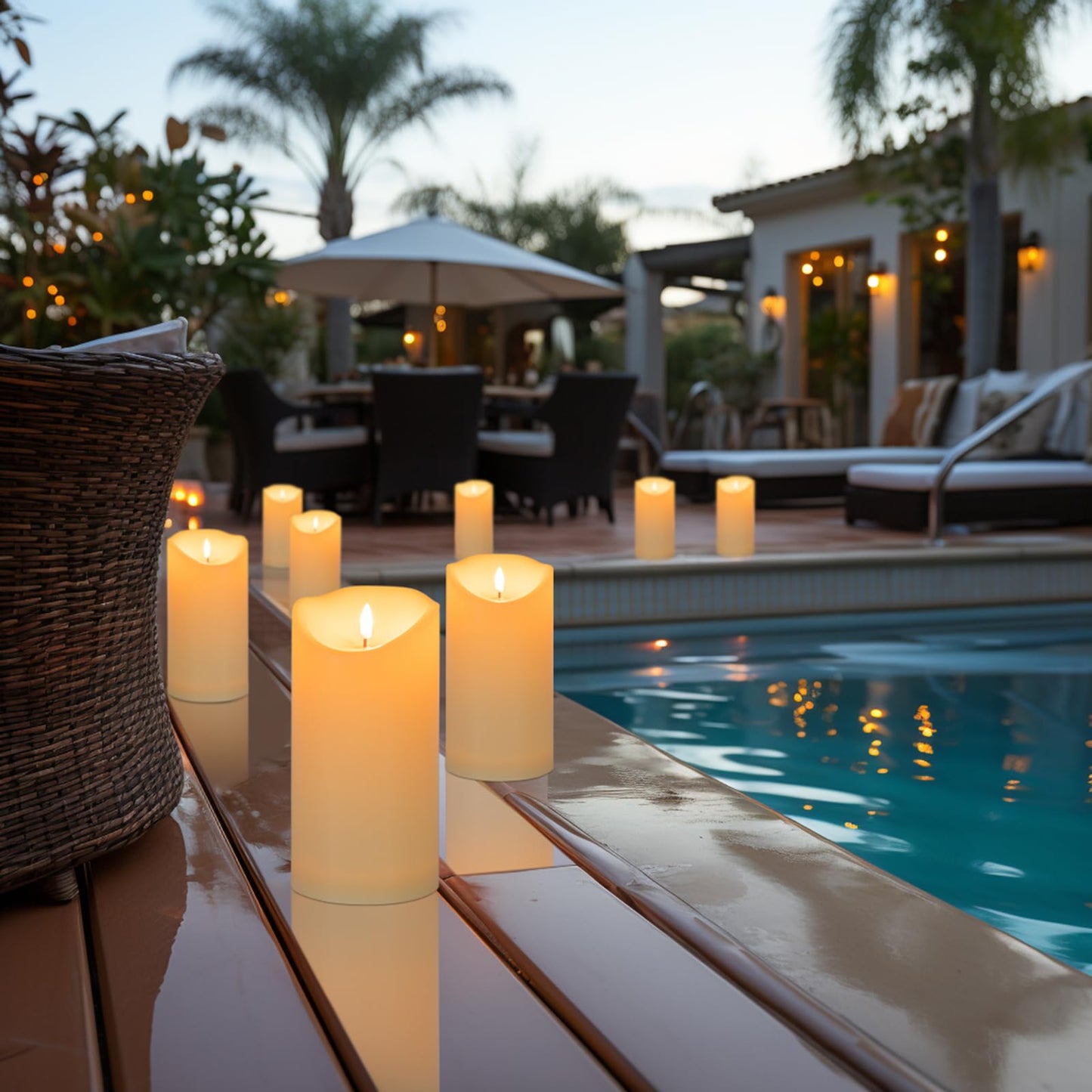 COVEGE Large Flickering Flameless Candles with Remote, 4"x 9"Battery Operated Candles with Timer, Ivory Fake LED Pillar Candles for Outdoor Lanterns Porch, Set of 2