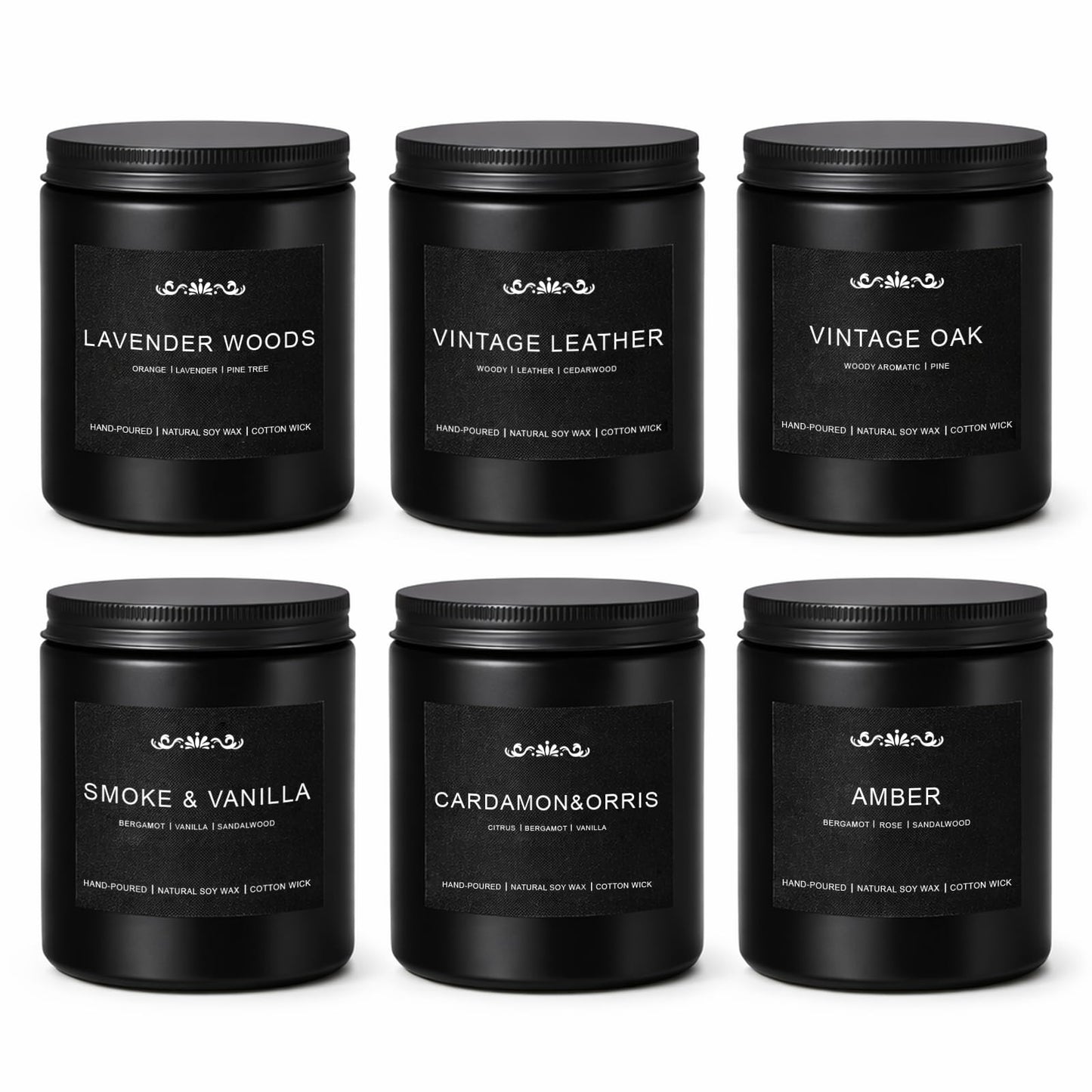Candles for Men, 6 Pack Soy Wax Gift Set, 300H Long Lasting Home Fragrance with Masculine Scents, Gift for Dad, Husband or Boyfriend