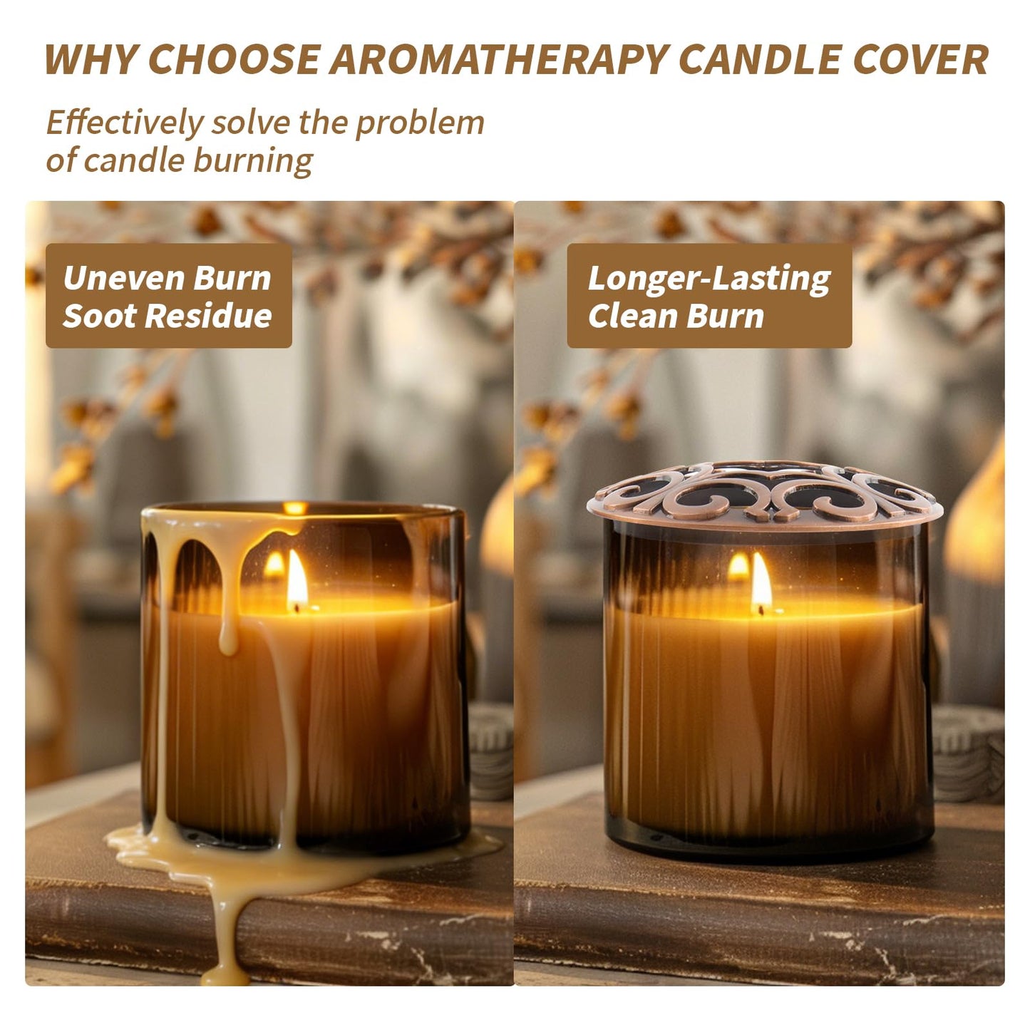 Tsnamay Zinc Alloy Lid Jar Candle Topper, Copper Space Jar Lid Candle Toppers to Burn Evenly Home Decor Accessories Candles Shades Sleeves Cover Top Lid
