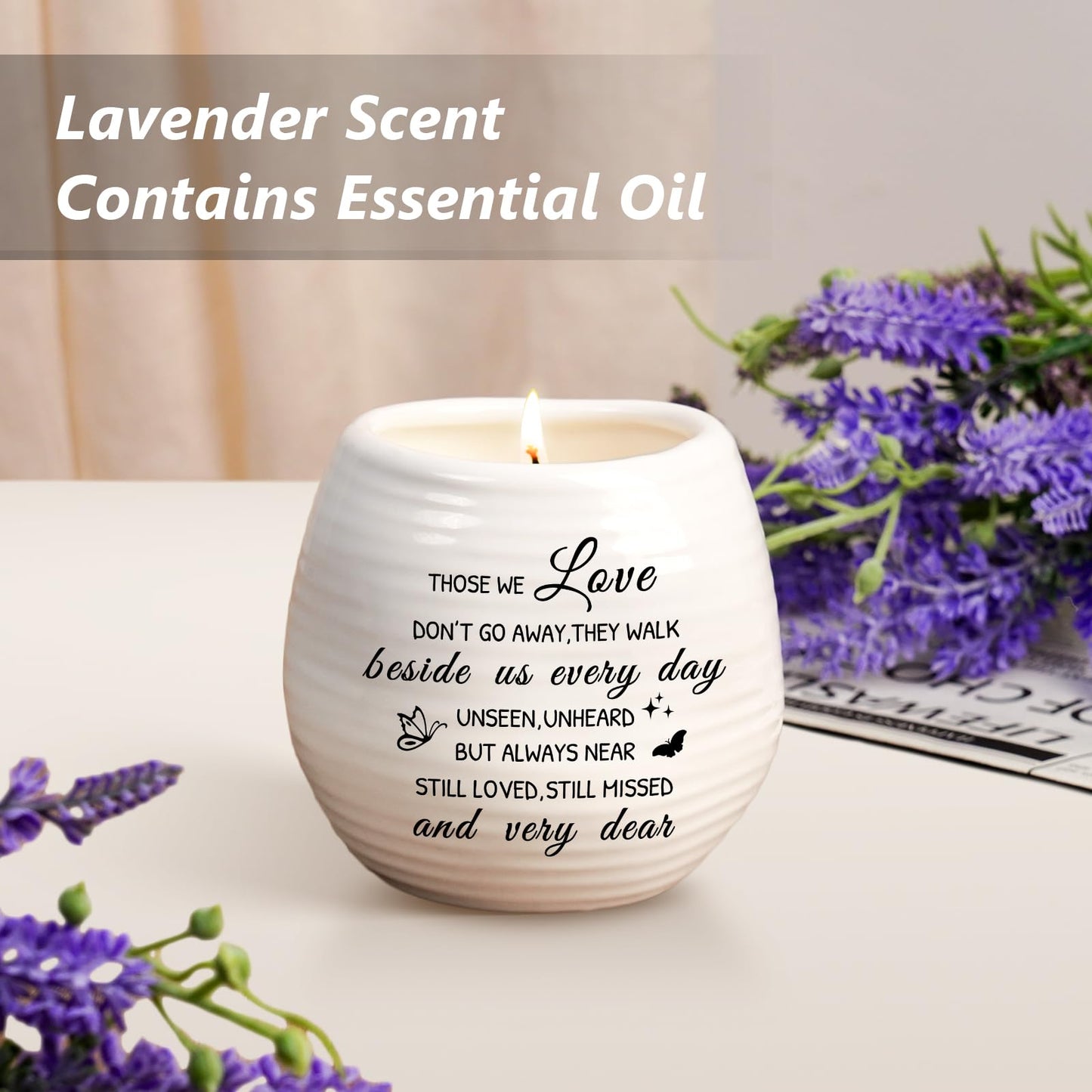 Sympathy Gifts for Loss of Loved One, Sympathy Candle 10Oz Celebration of Life Decorations, Memorial Gifts for Loss of Mom Dad,Bereavement Gift Condolences Gift, Remembrance Candle in Handmade Jar